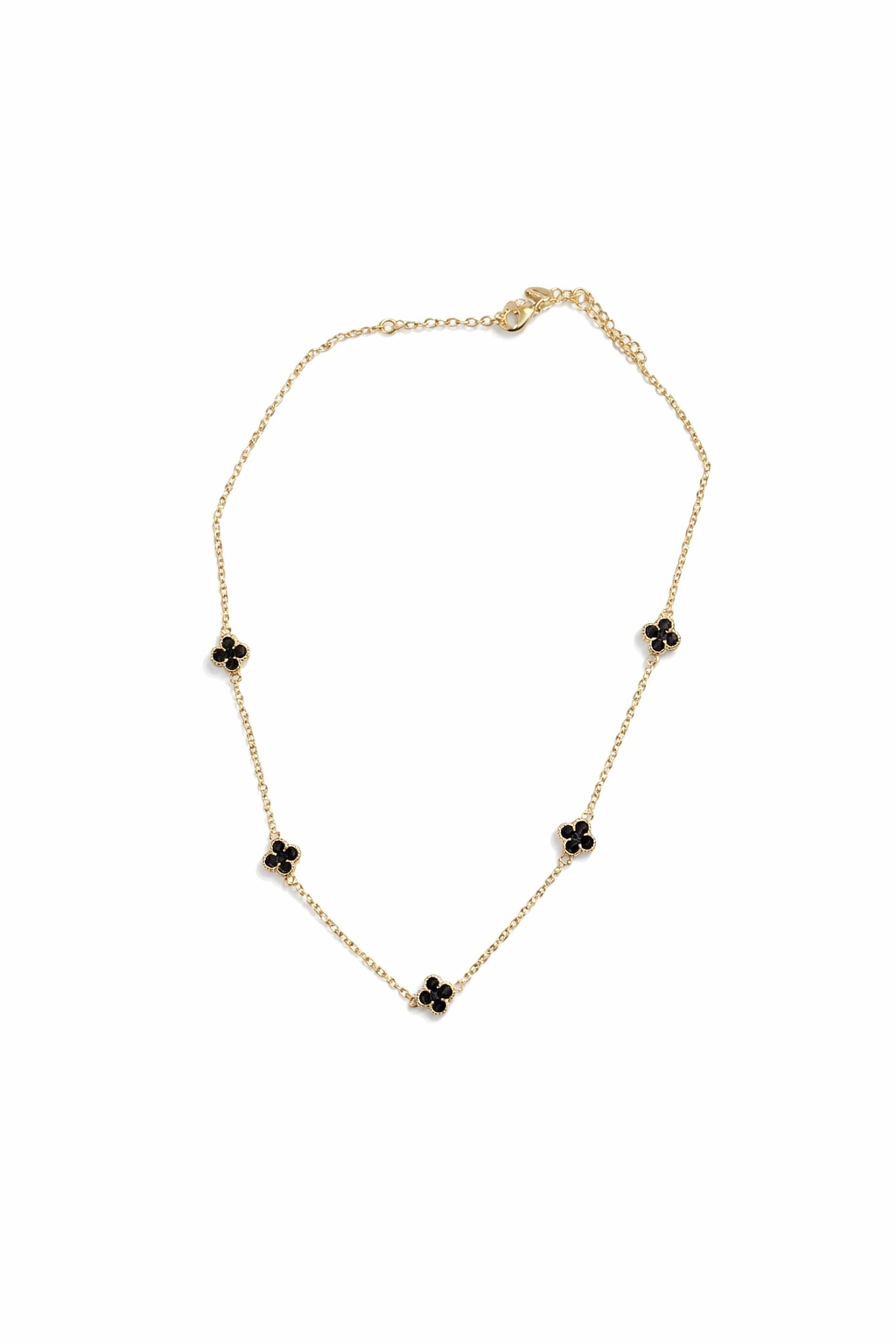 Colar de Trevo Preto Banhado a ouro 18k