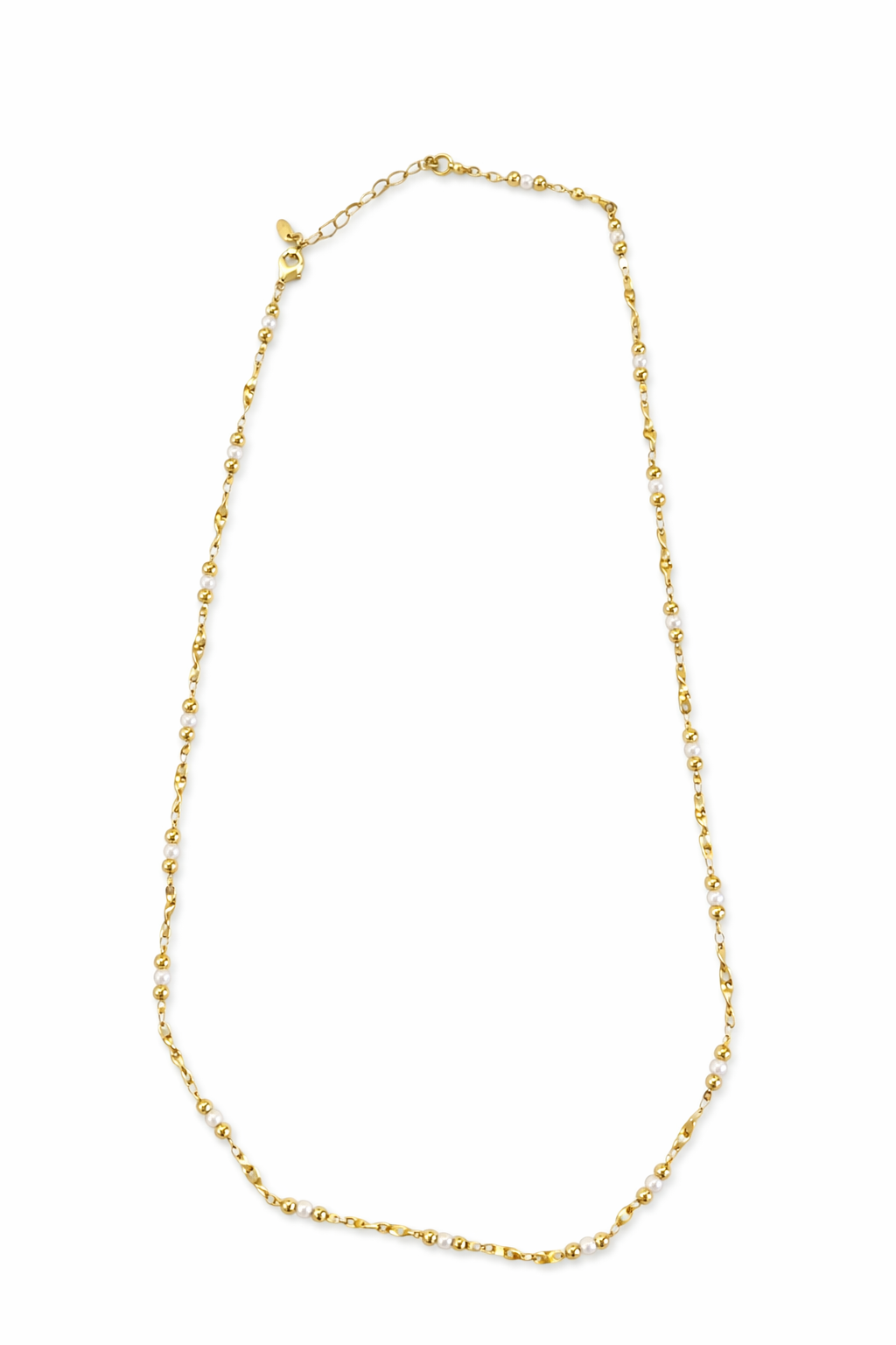 Colar Dourado com Pérolas Pequenas Banhado a Ouro 18k