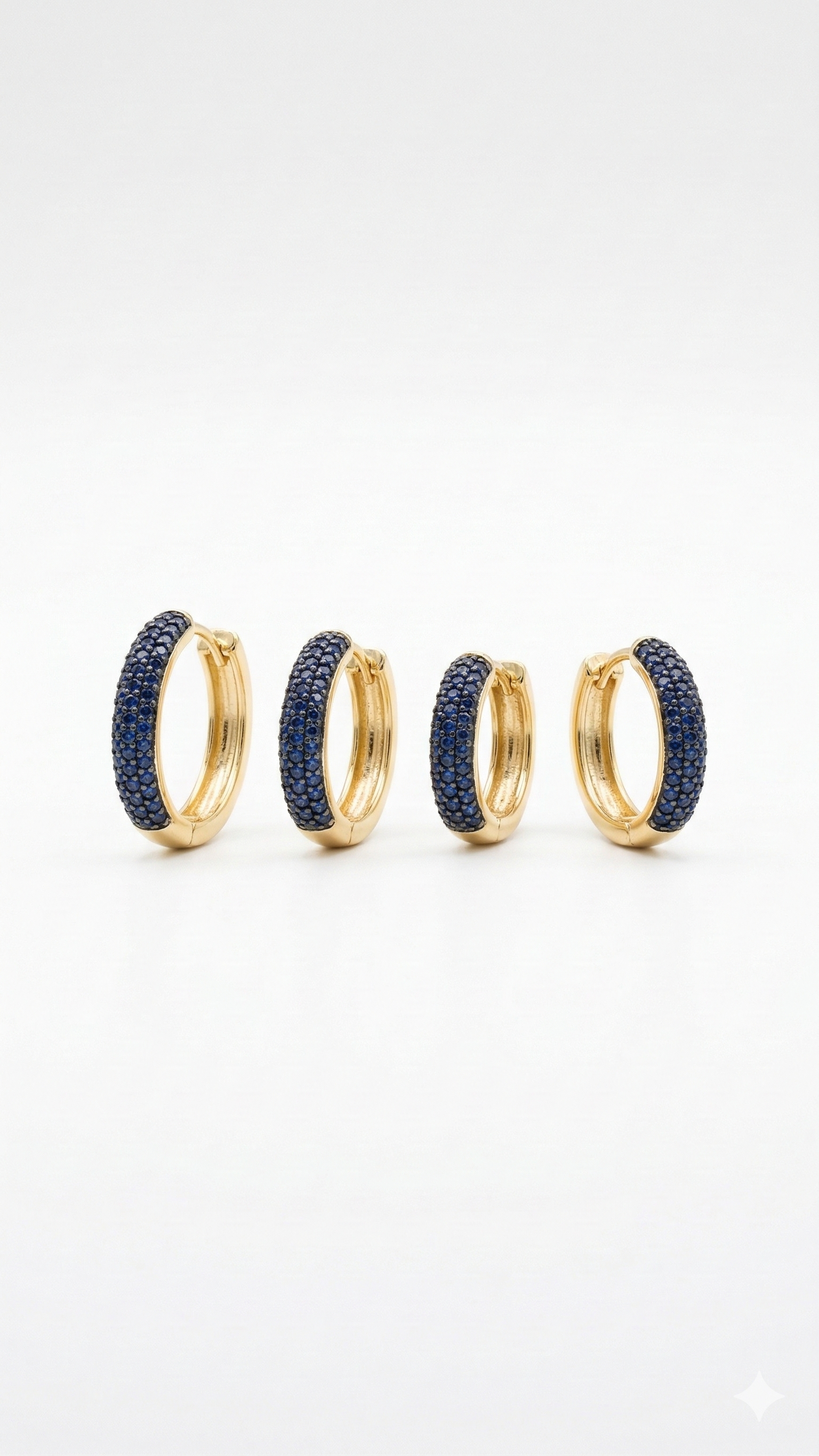 Par de Argolas dupla  Douradas com Zircônias Azuis