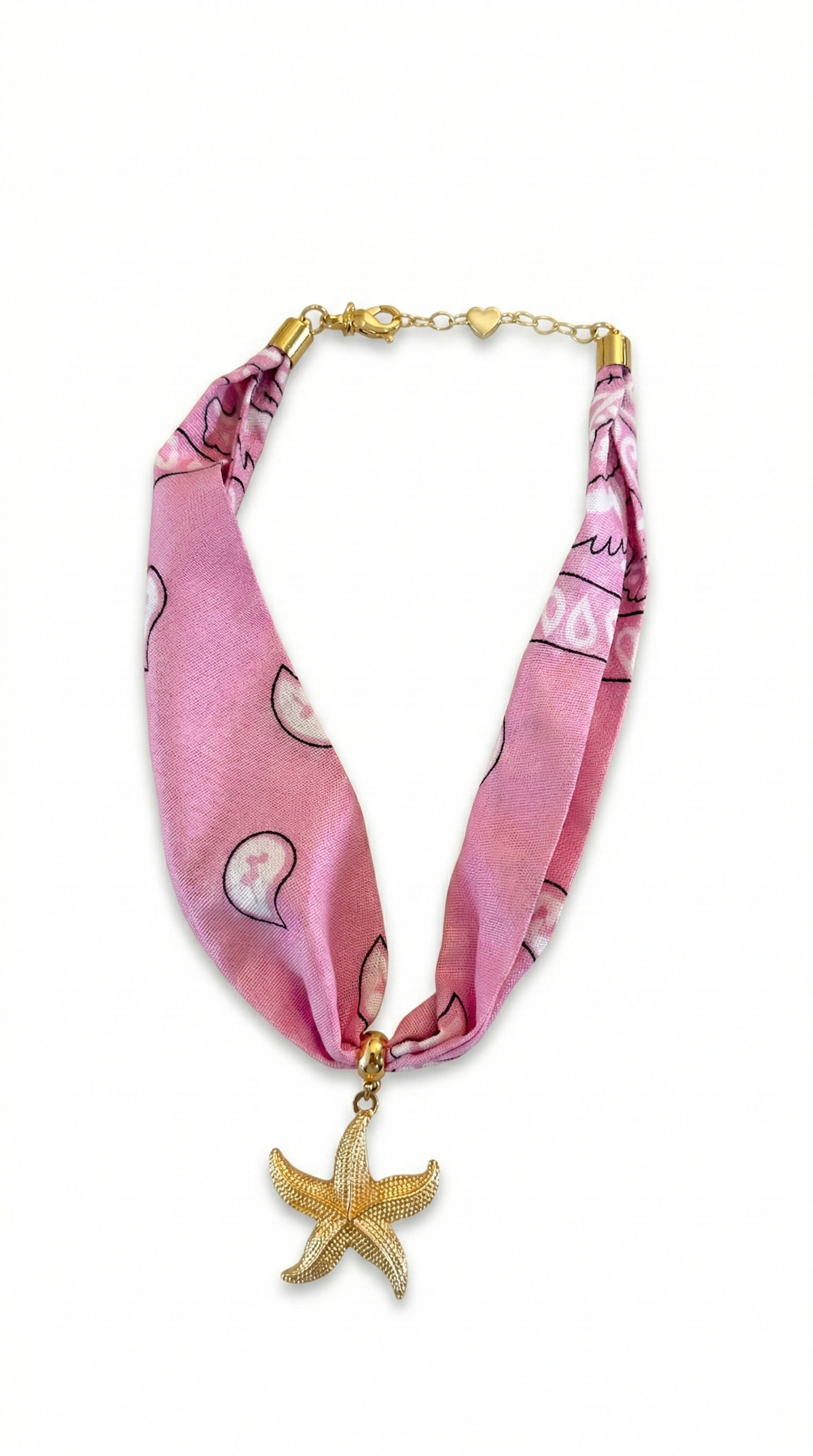 Colar Bandana Rosa com Estrela do Mar