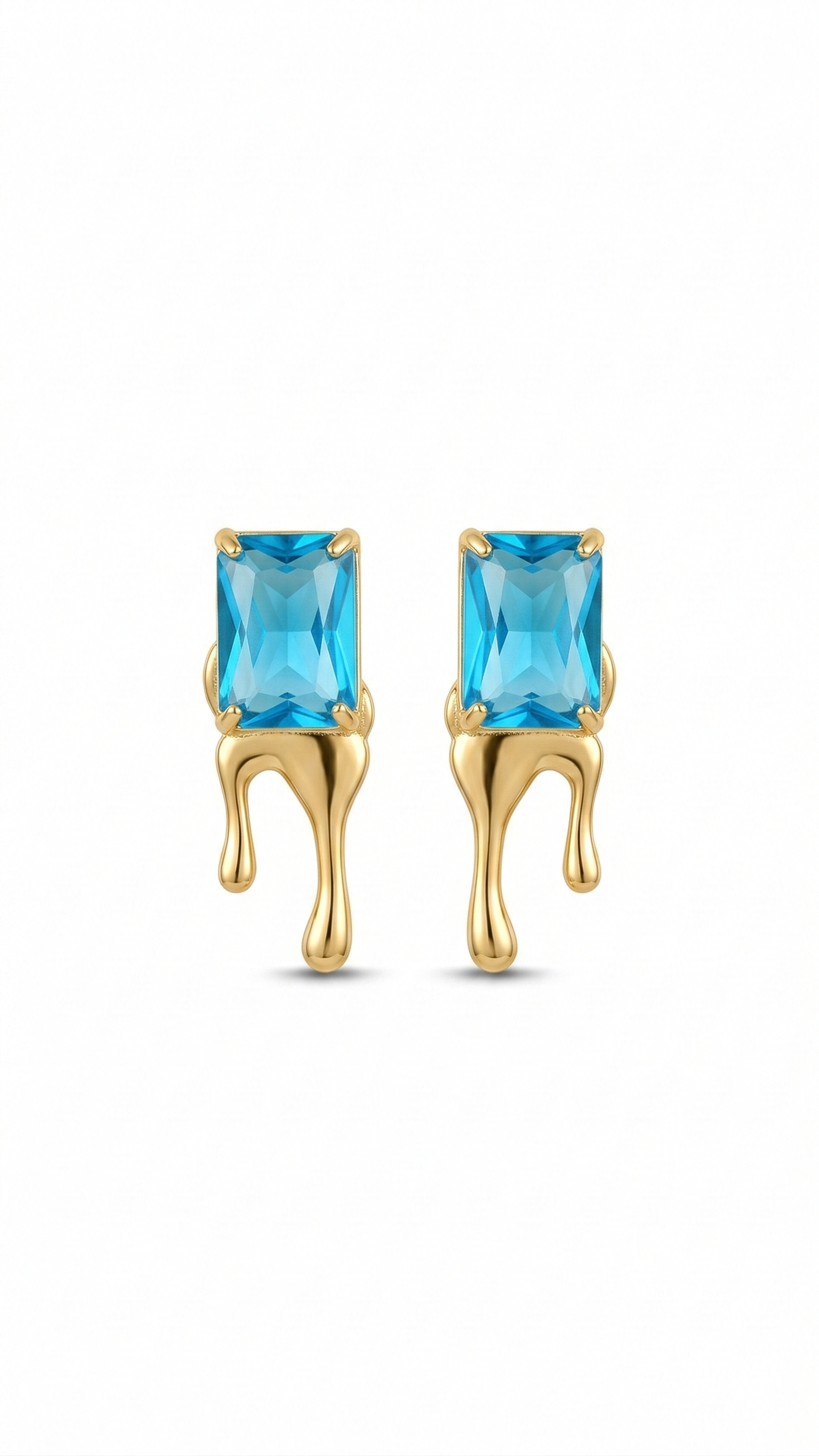 Brincos de Topázio Azul Banhado a Ouro 18k