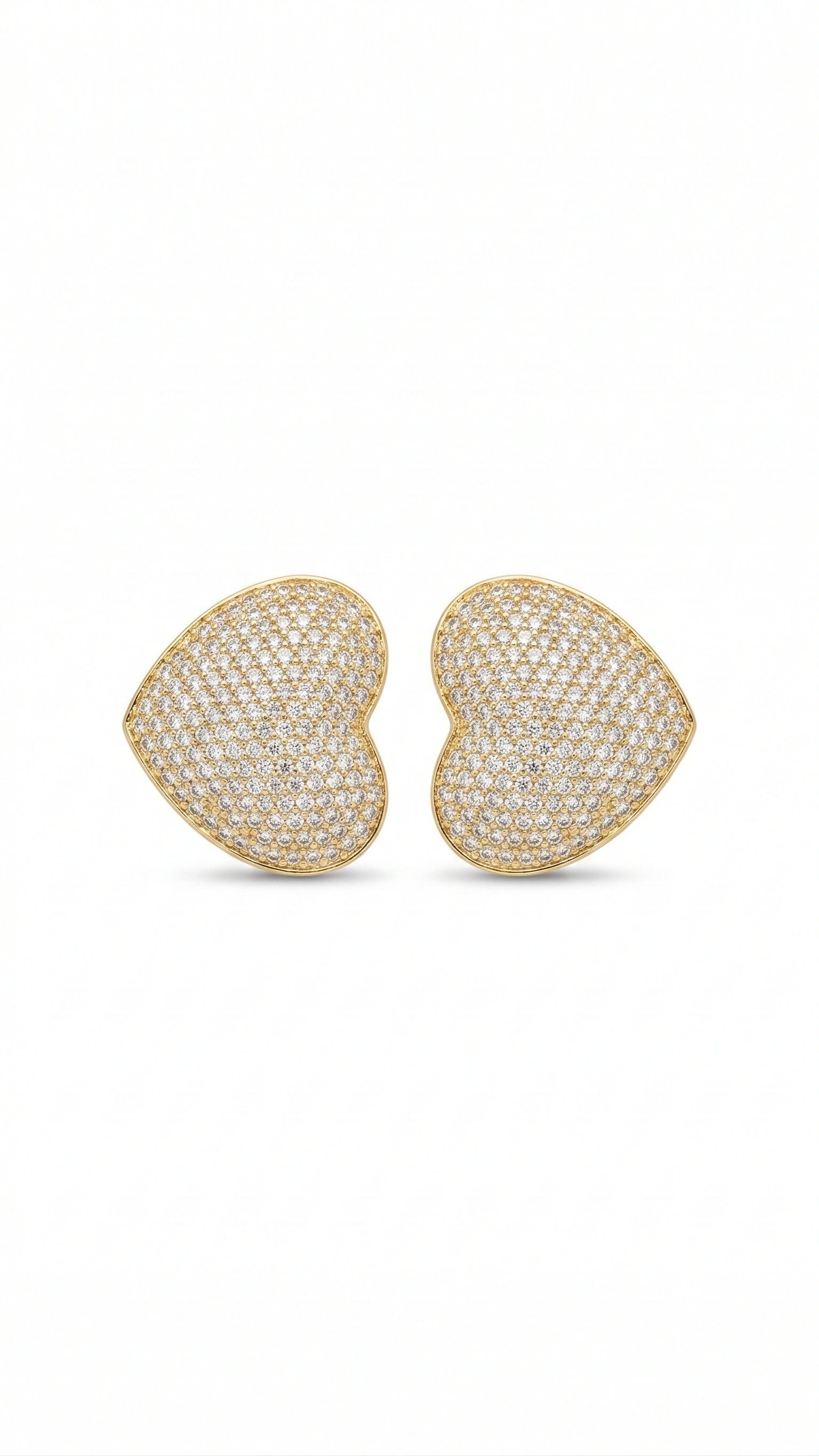 Brincos Coração Dourados Cravejado em zirconia Banhado a Ouro 18k