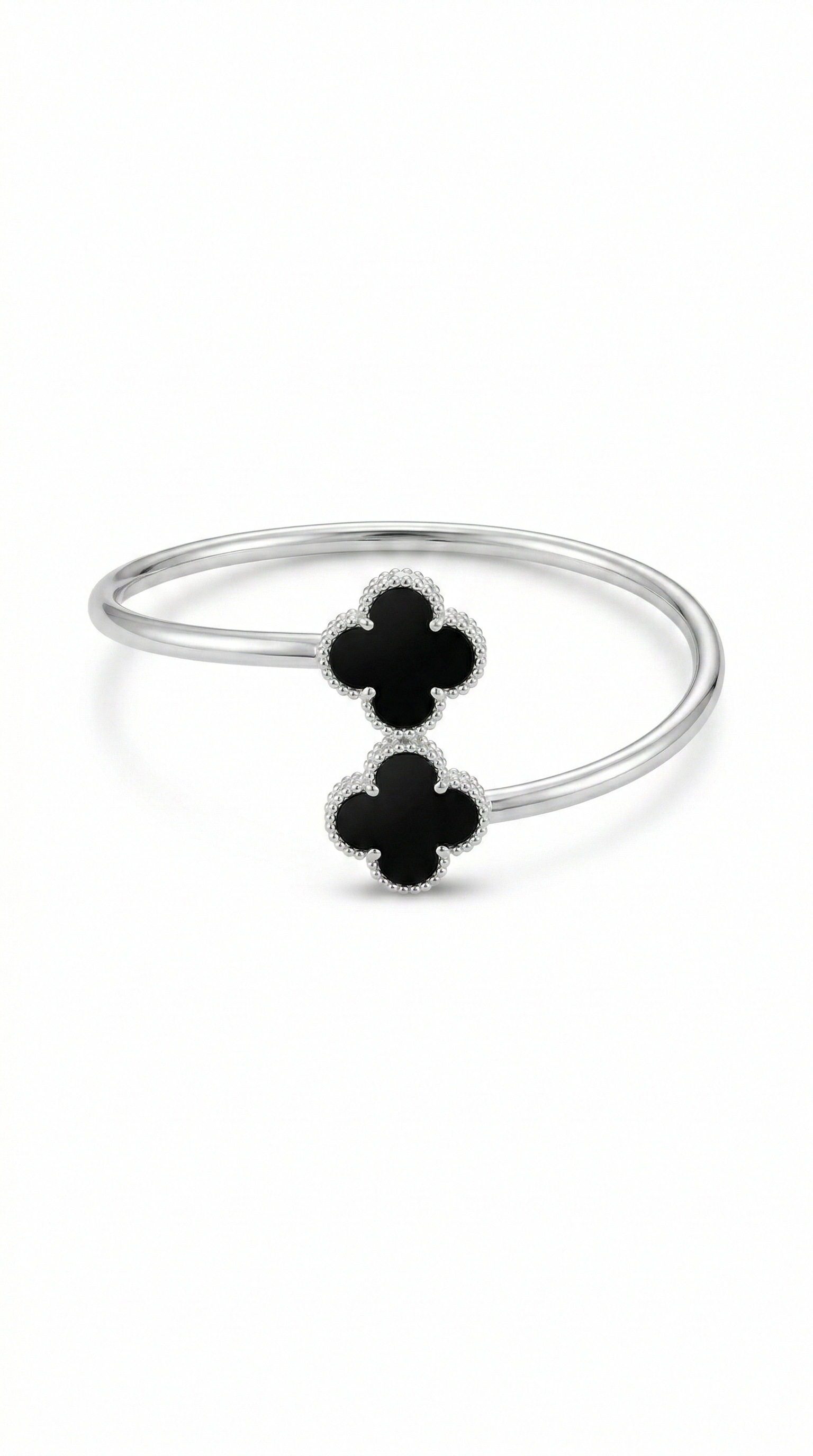 Bracelete Prata 925 com trevo resina 