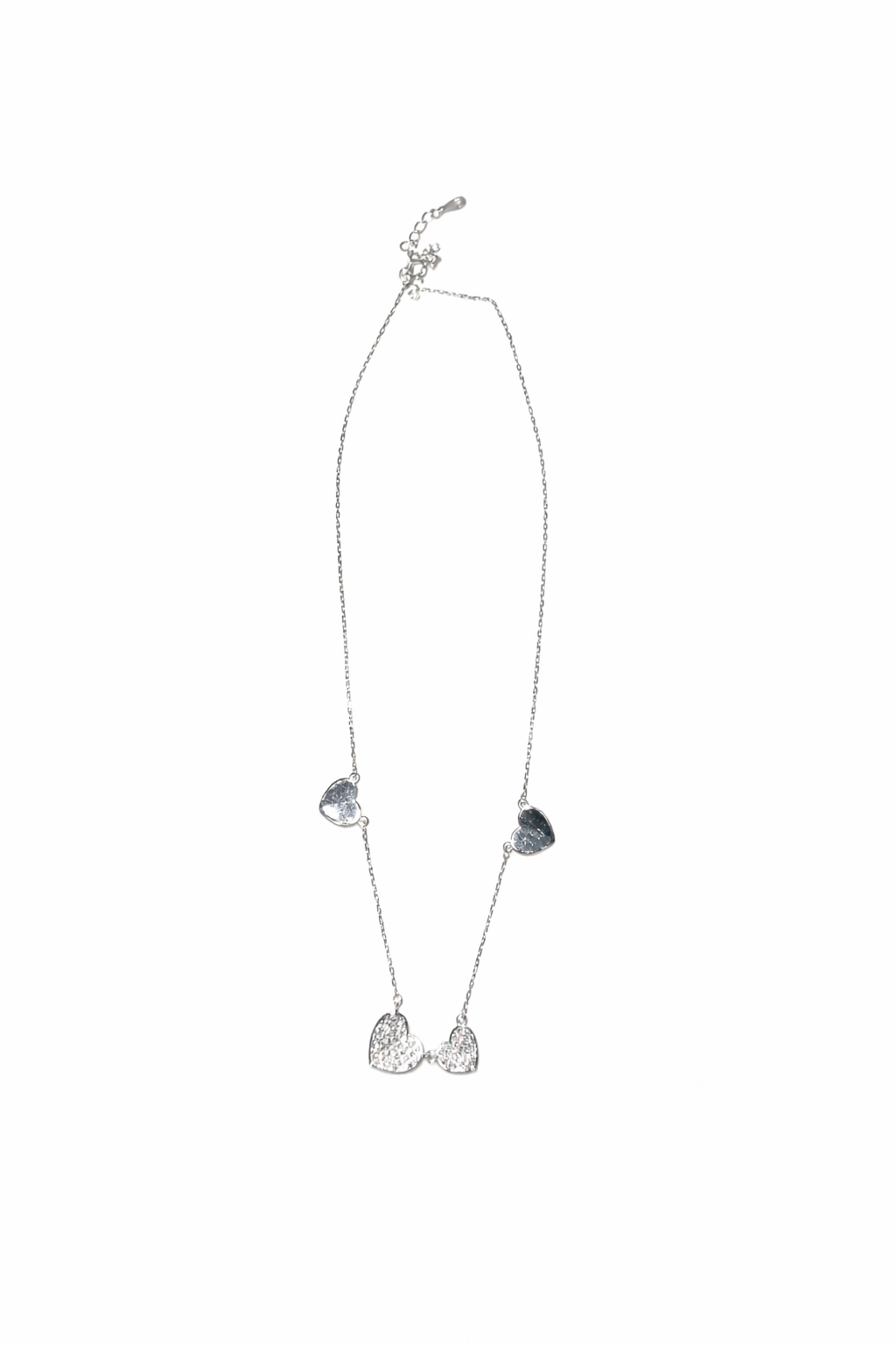 Colar Corações cravejados em zirconia Prata 925
