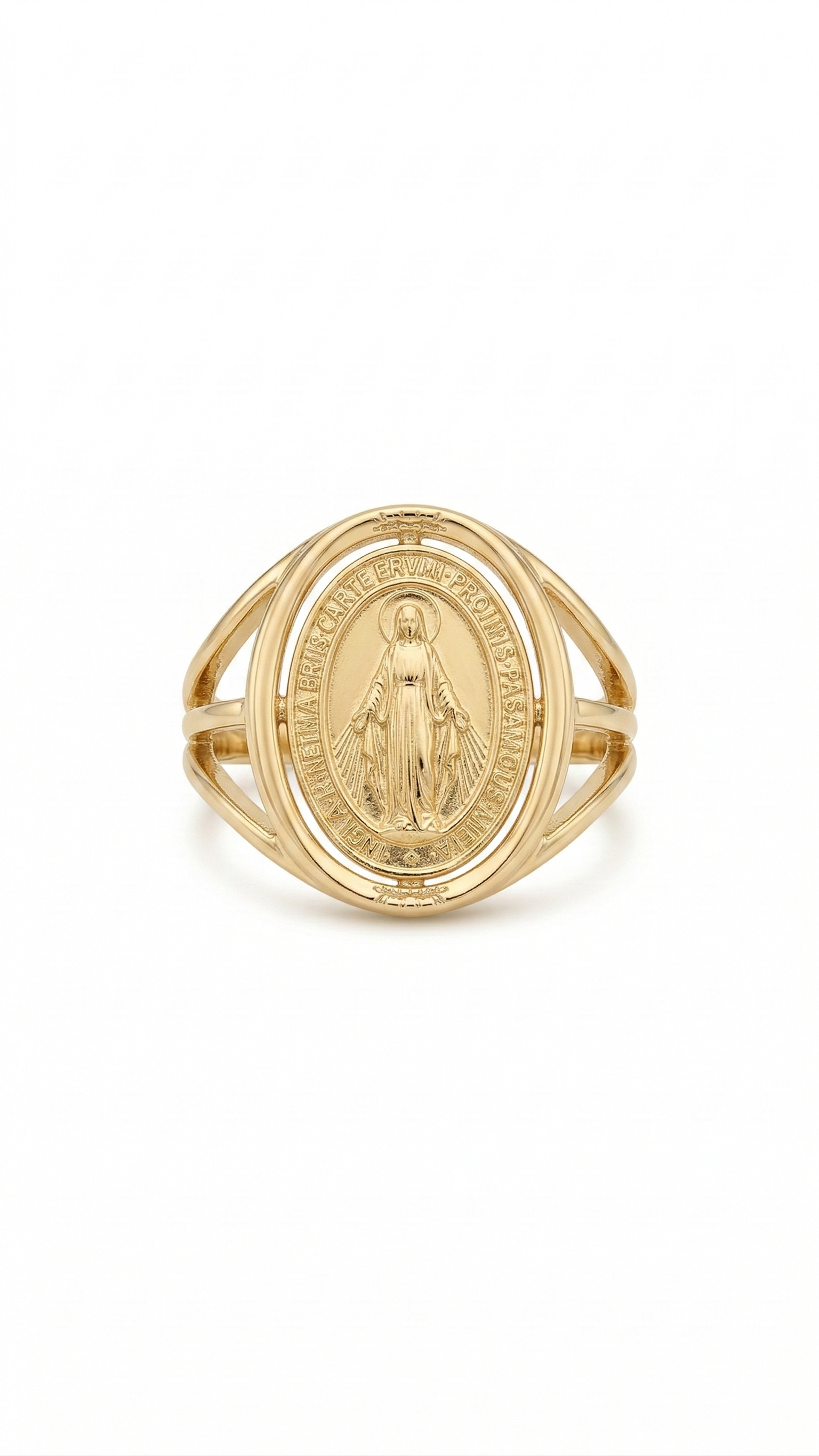 Anel Medalha Nossa Senhora  Banhado em ouro 18k  Tamanho 19