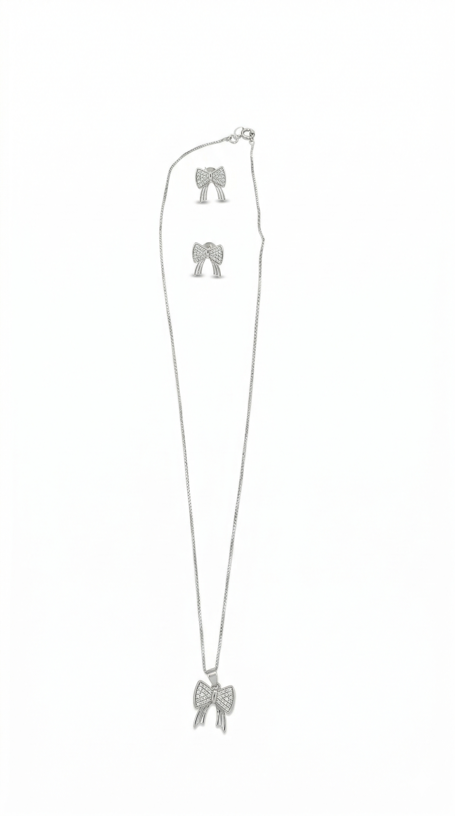 Conjunto Laço Prata 925 cravejada em zirconia