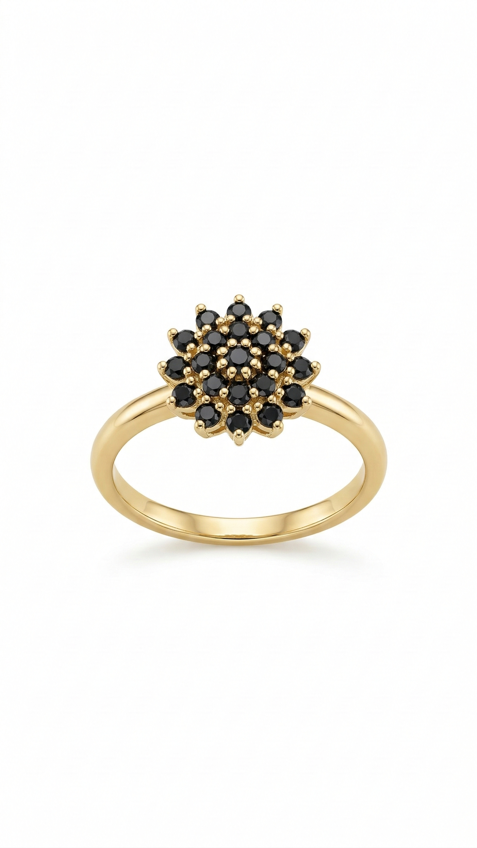 Anel  Flor Negra  Banhado a Ouro 18k   Tamanh