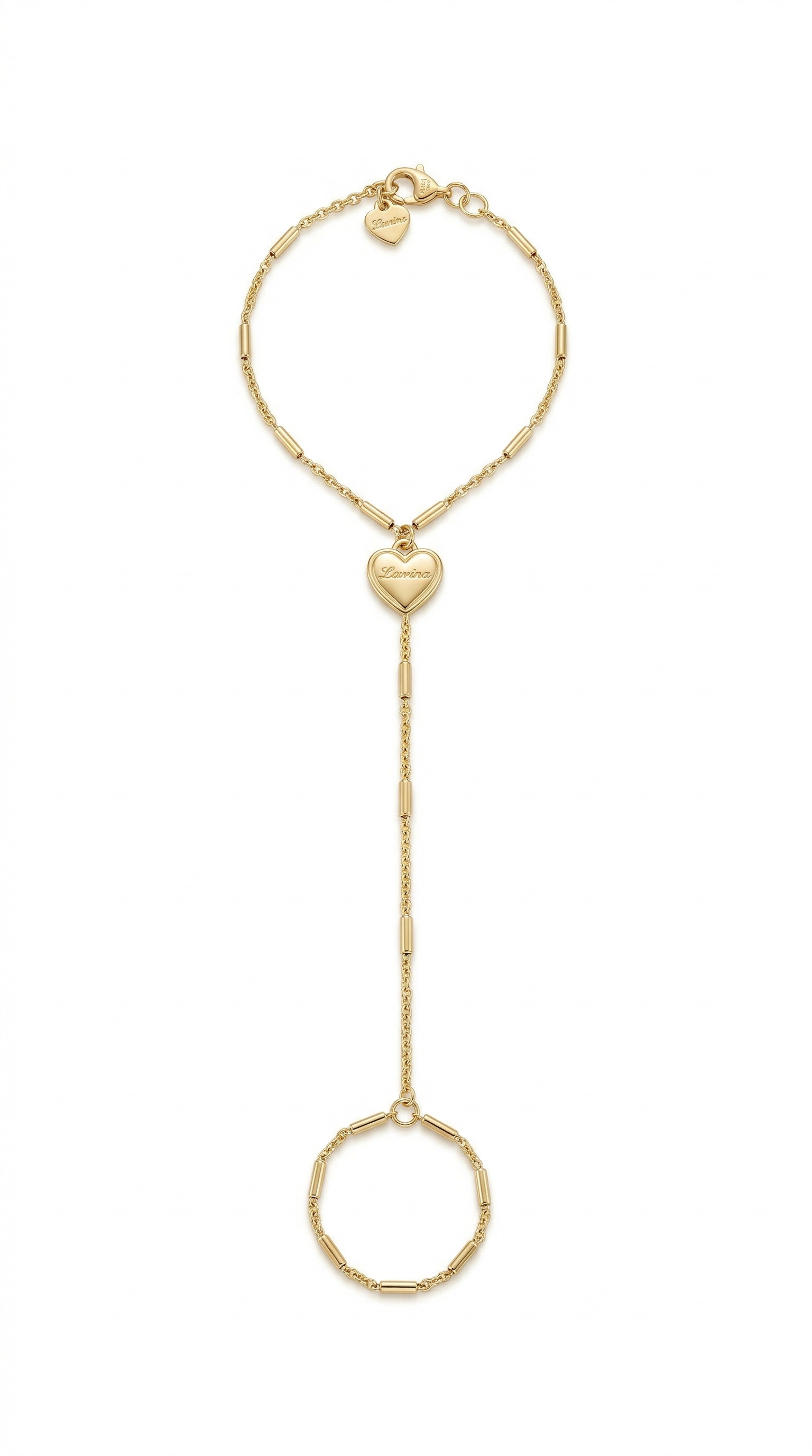 Pulseira de Mão com anel Banhada a ouro 18k