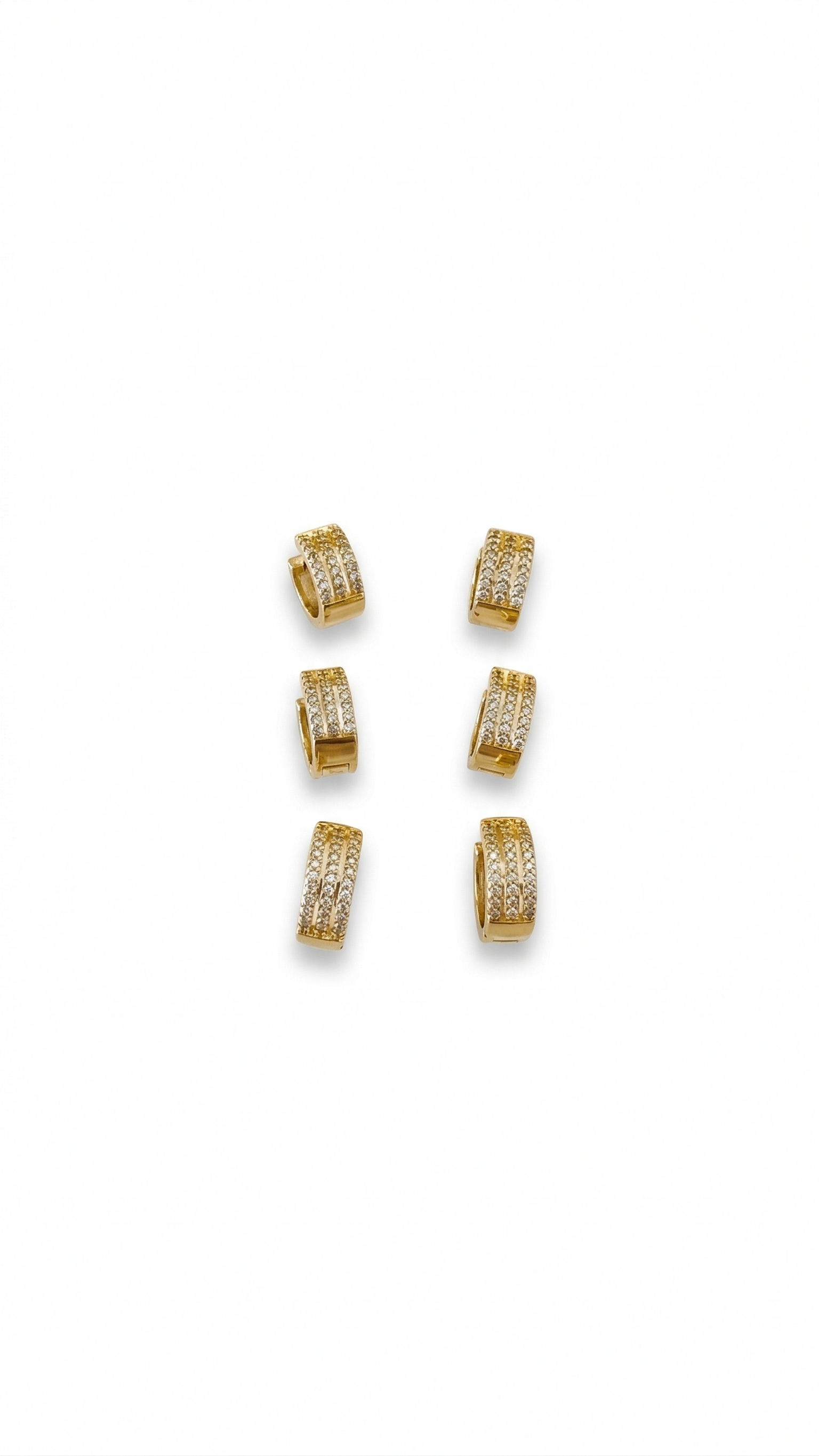 Brinco Trio Argola Cravejada em Zirconia Banhado em ouro 18k