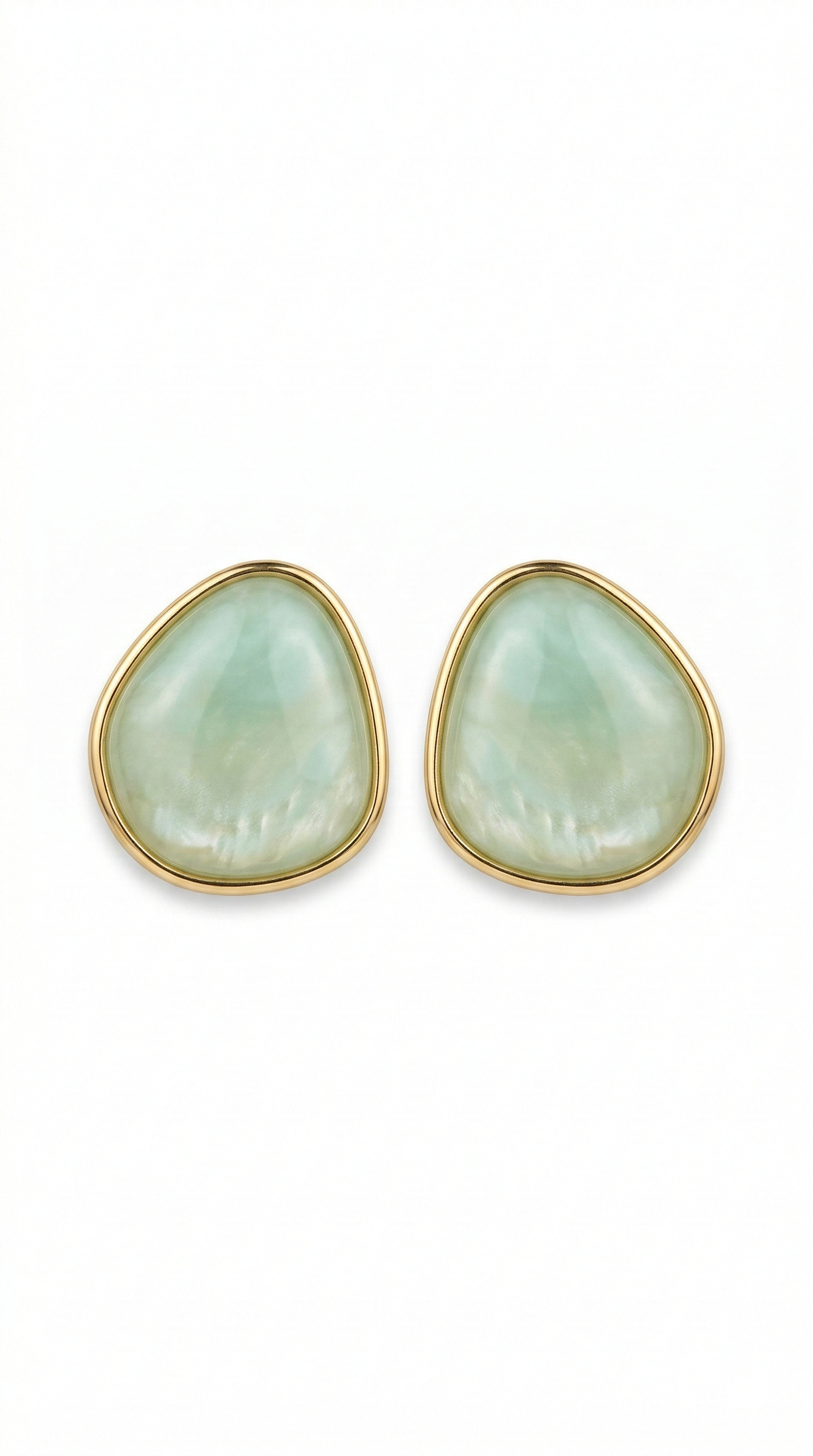 Brinco Pedra Verde Água banho ouro 18 k