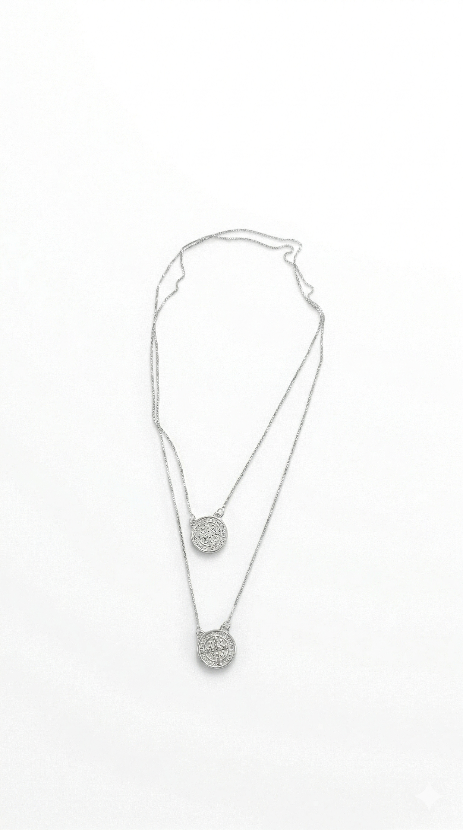 Escapulario  sao Bento Prata Branca 925   