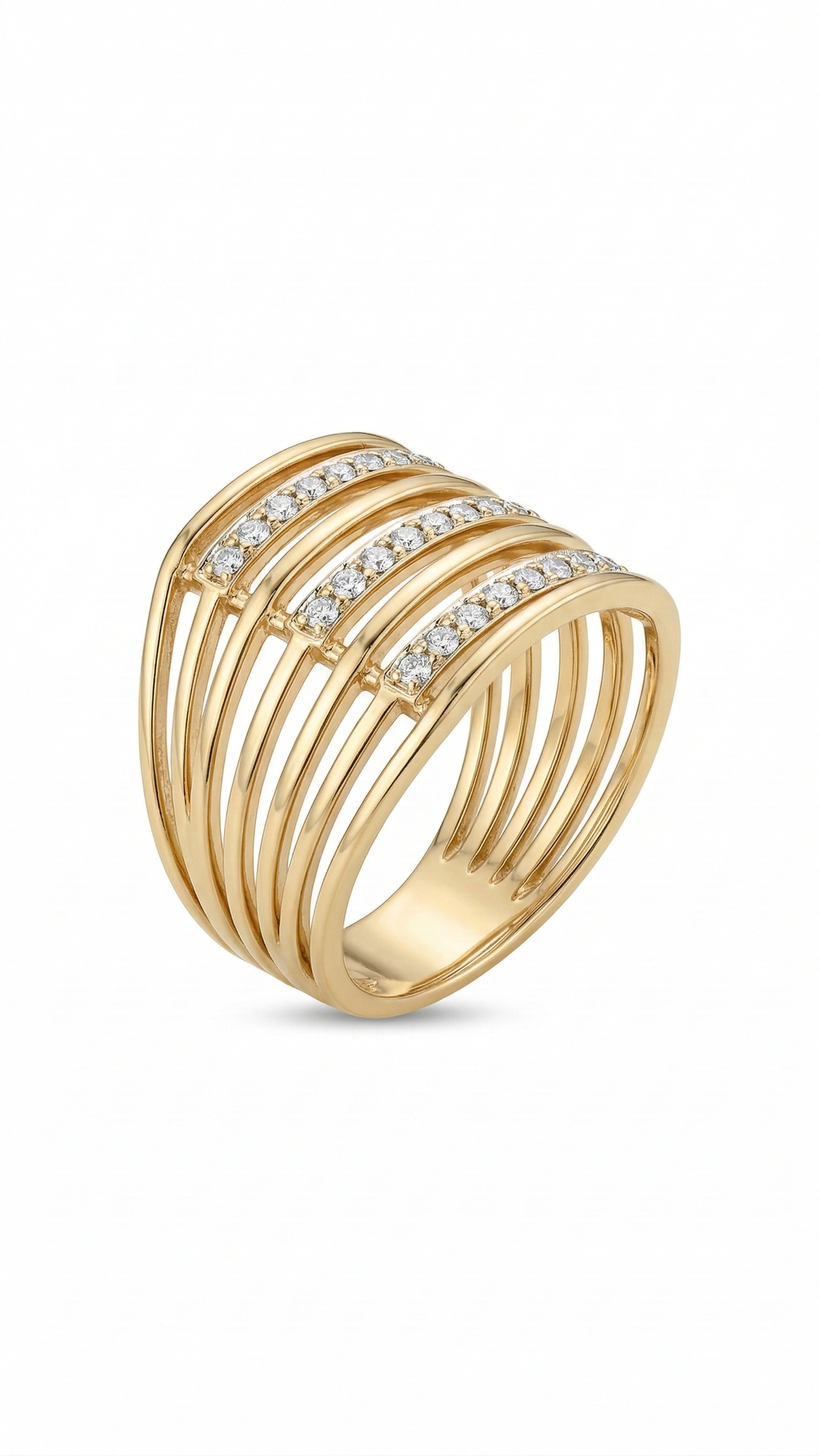 Anel 7 Elos Banhado a Ouro 18k  com Zirconias   tamanho 30