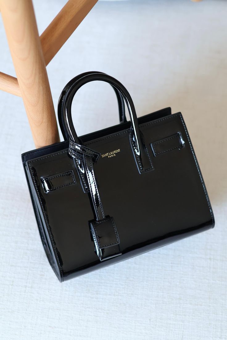 Black Patent Leather Handbag