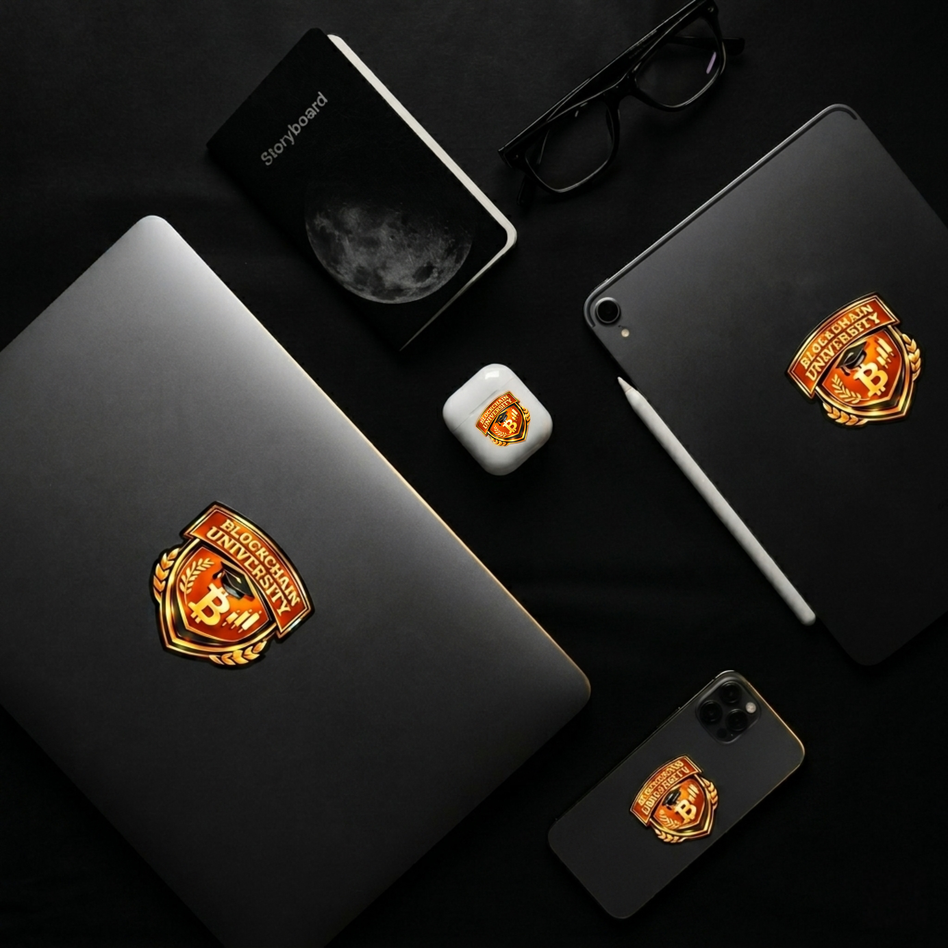 Blockchain University Logo Stickers For Laptop, Phone.. Etc