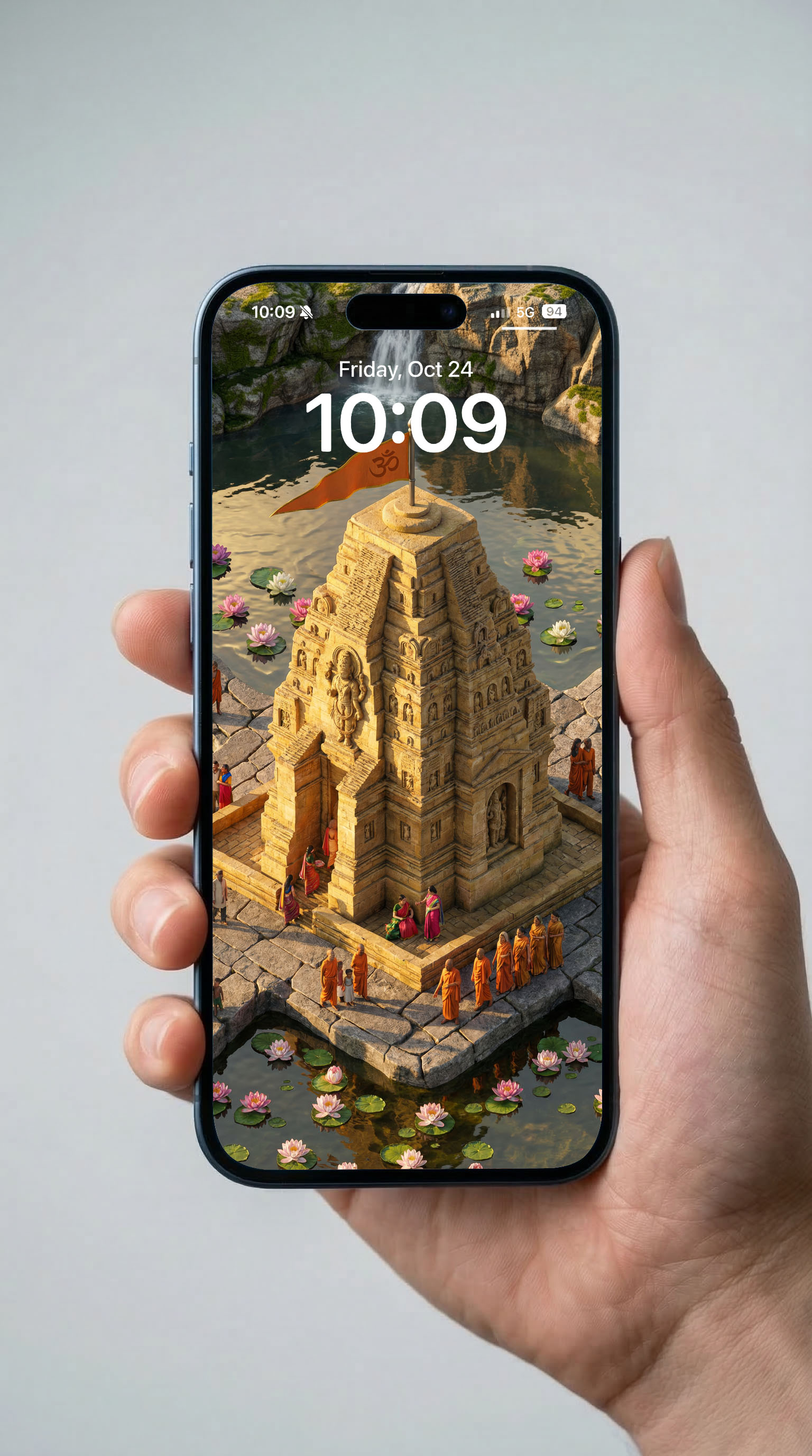 Celestial Sanctuary: Shikhara-Style Lord Vishnu Temple in a Tiered Lotus Oasis – Premium 3D Art