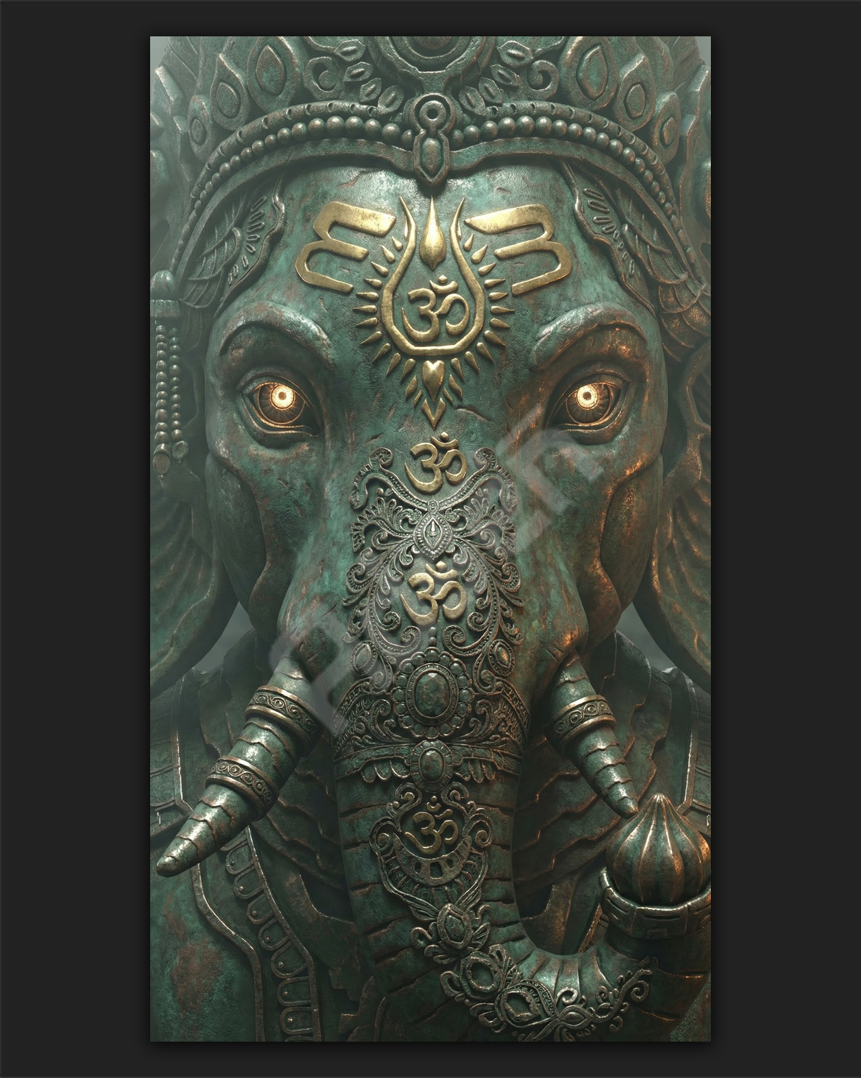 Colossal Metallic Ganesha Statue - Futuristic 3D Fine Art & Conceptual Deity Design