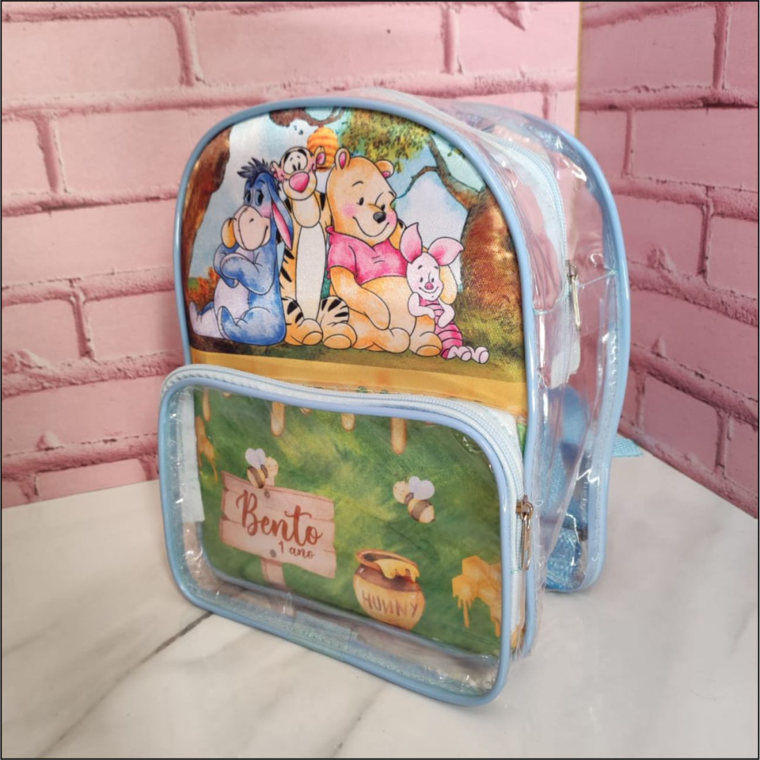 Mochila Transparente com Bolso