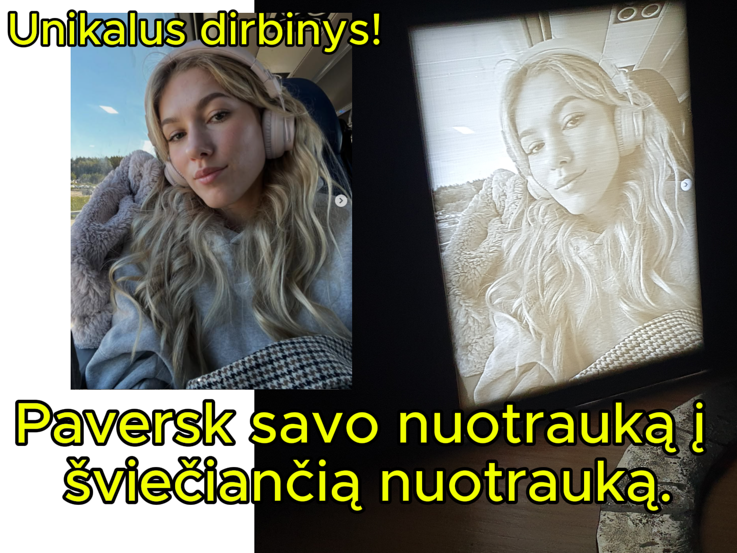 Šviečianti personalizuota nuotrauka