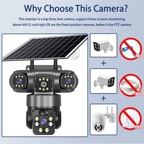 Caméra solaire 4G 3 écrans 6K