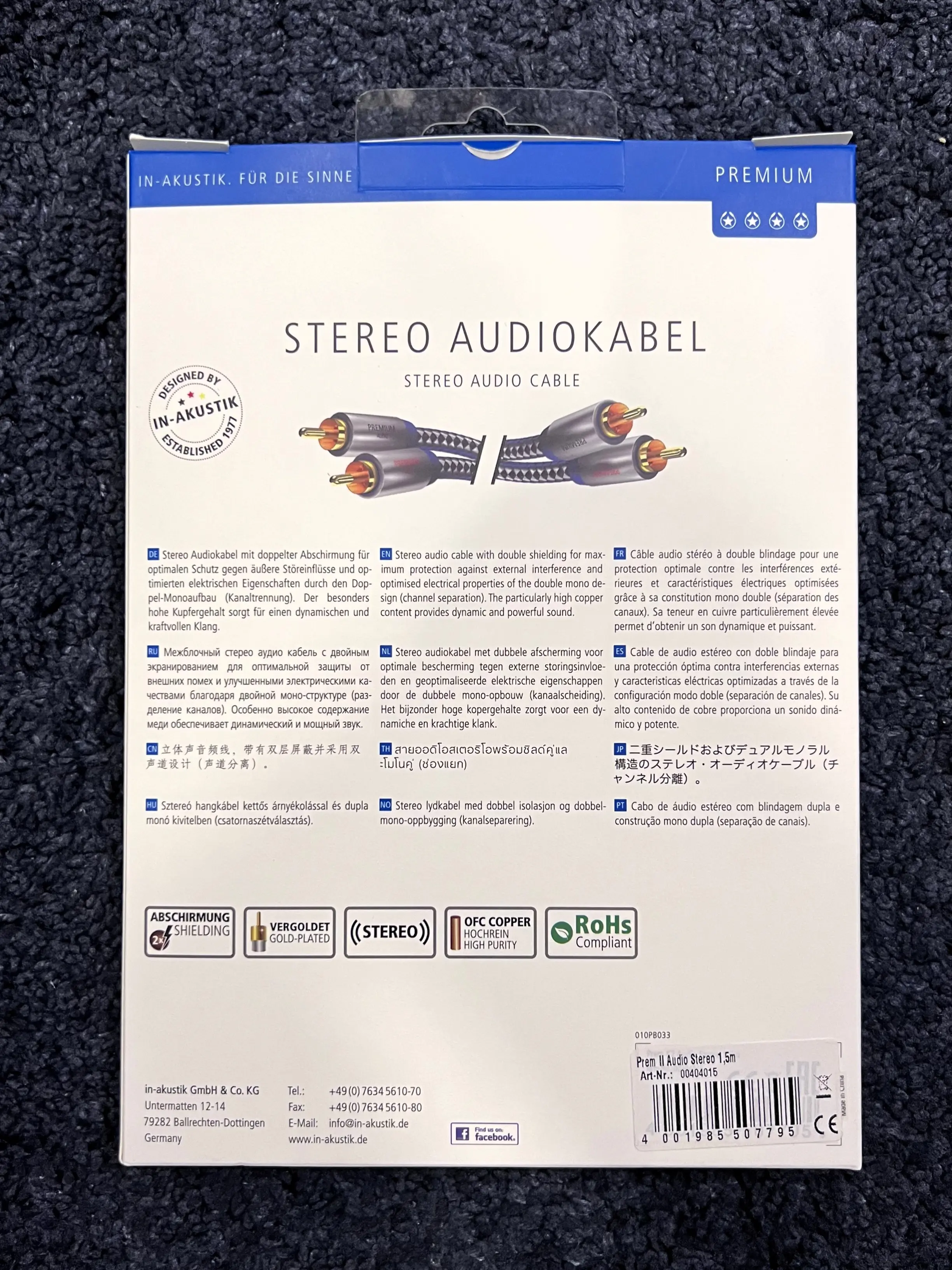 Inakustik Premium RCA Interconnect Cable – 1.5 m