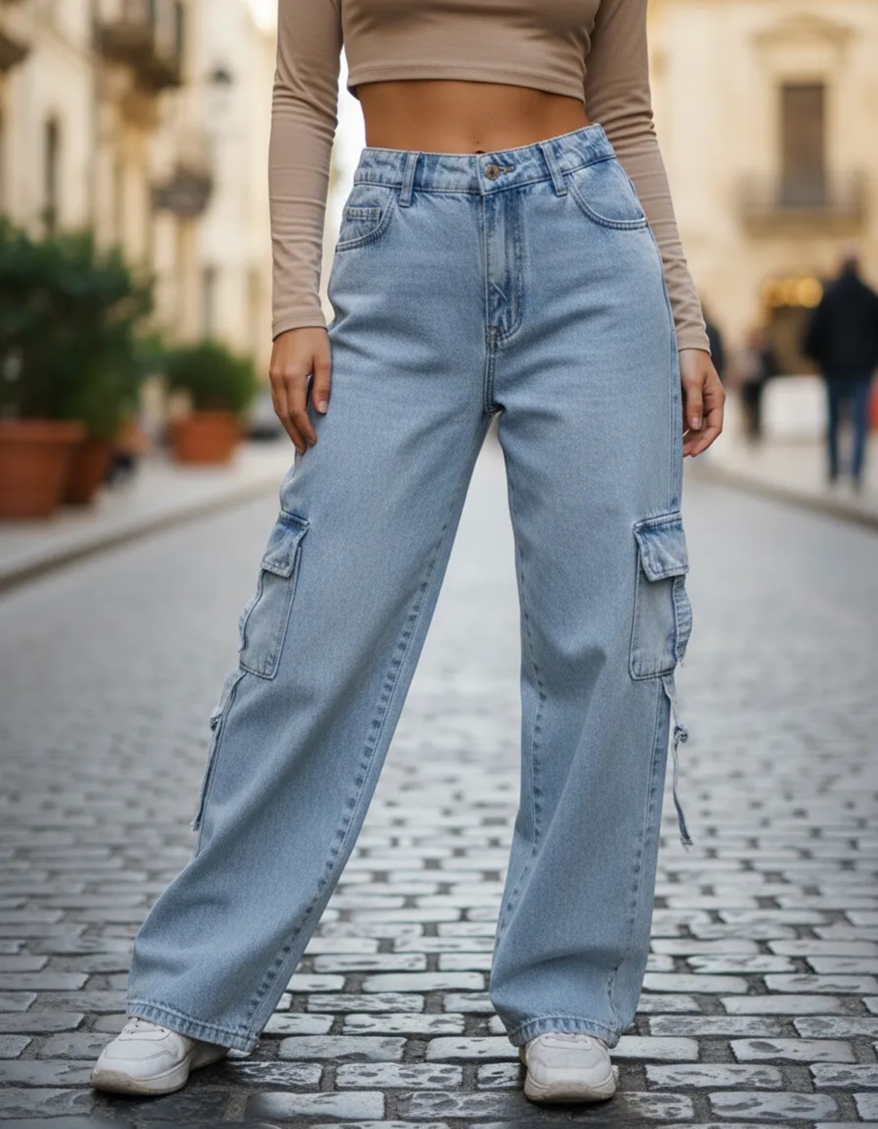 JEAN CARGO RECTO RIGIDO CELESTE CLARO (Artículo 113)