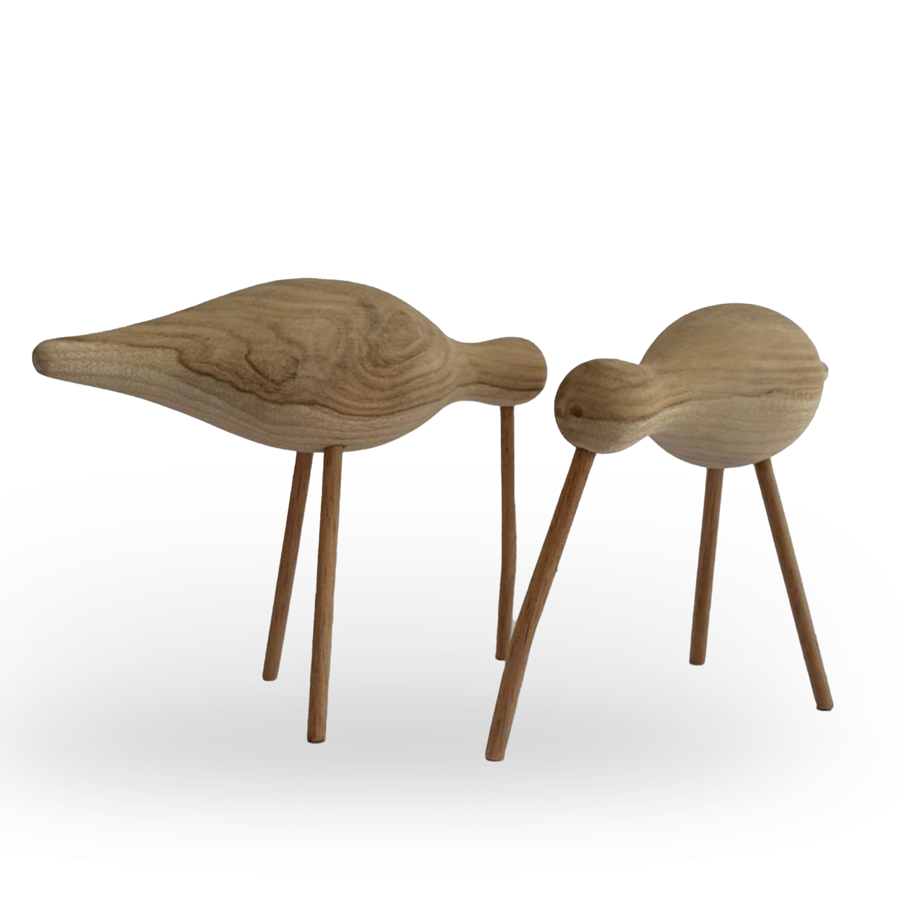 Escultura set de aves en madera