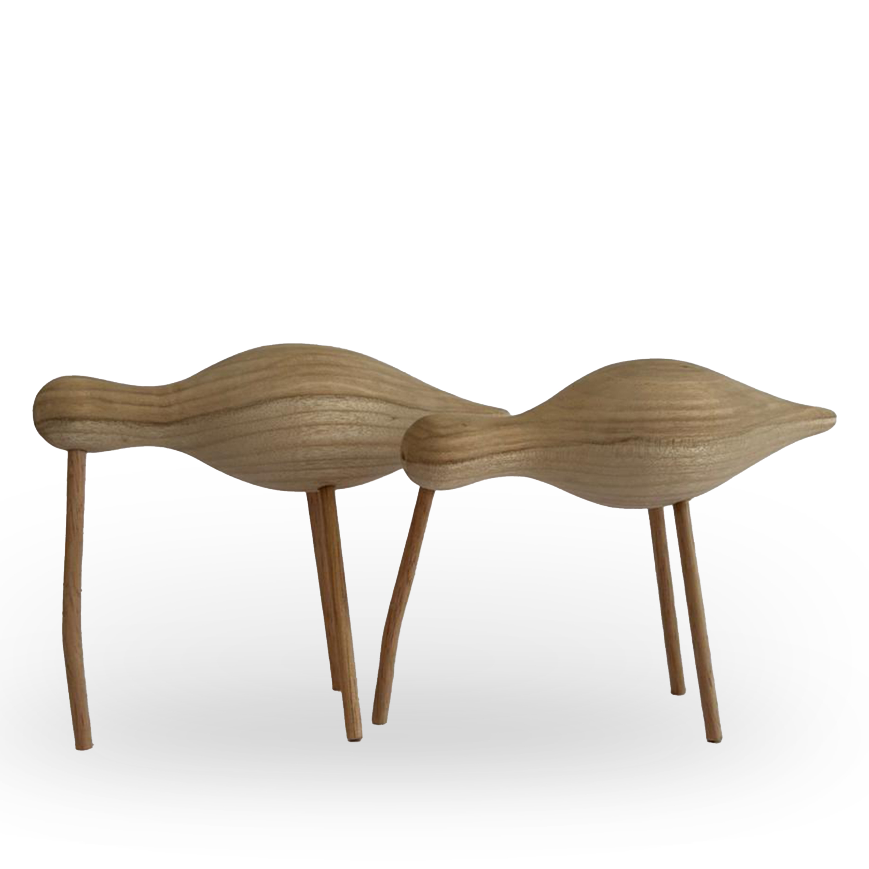 Escultura set de aves en madera