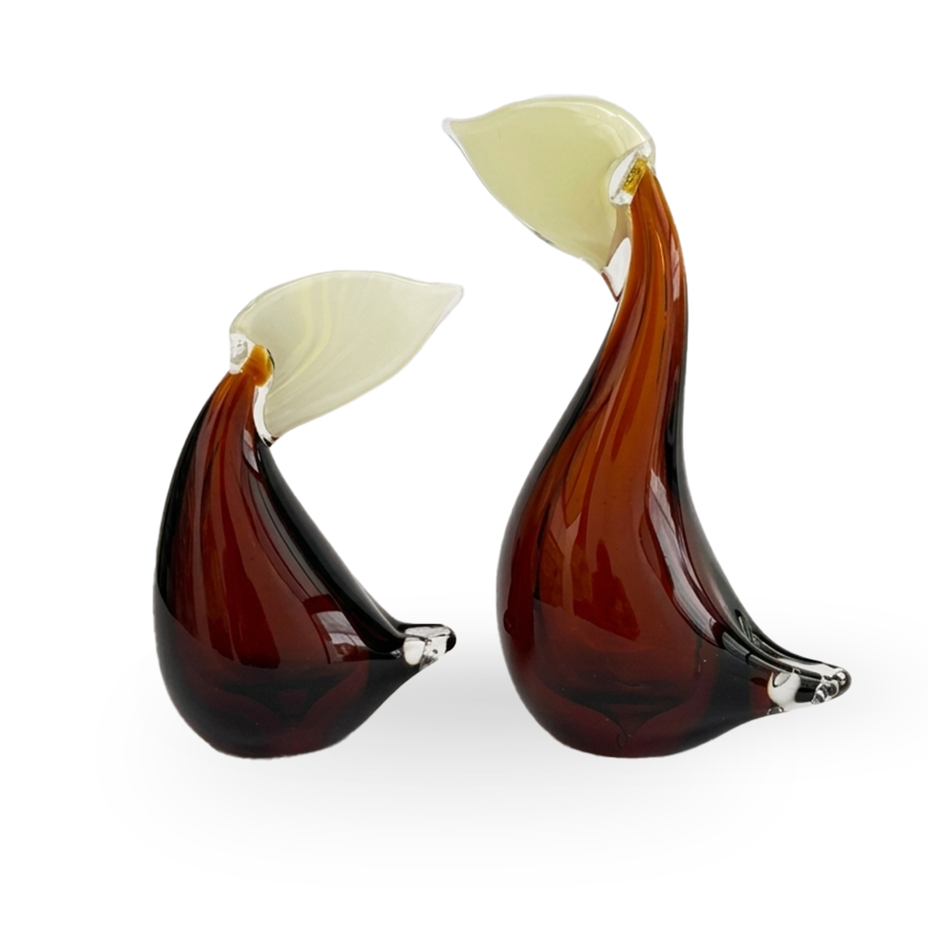 Dúo de Pelícanos en vidrio soplado