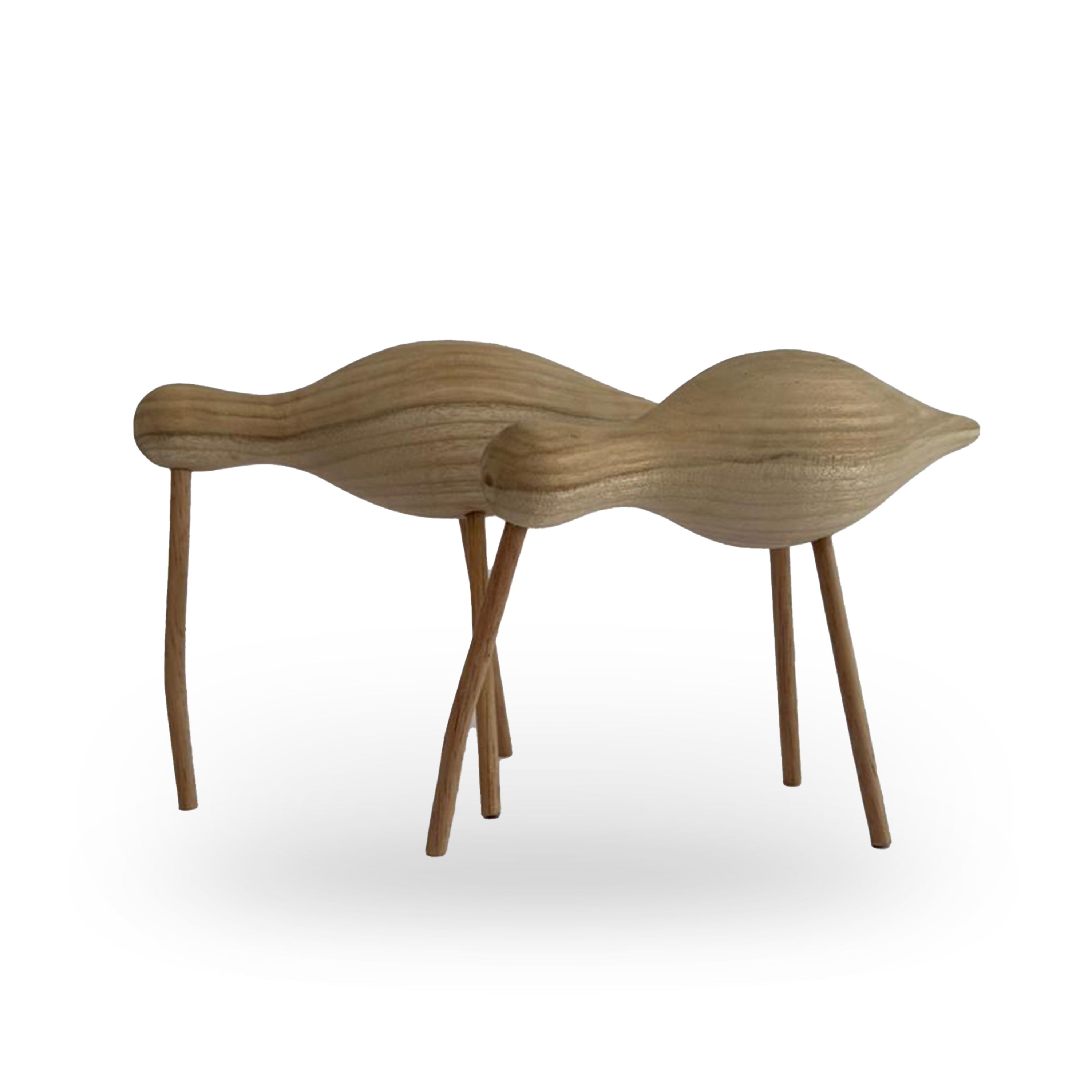 Escultura set de aves en madera