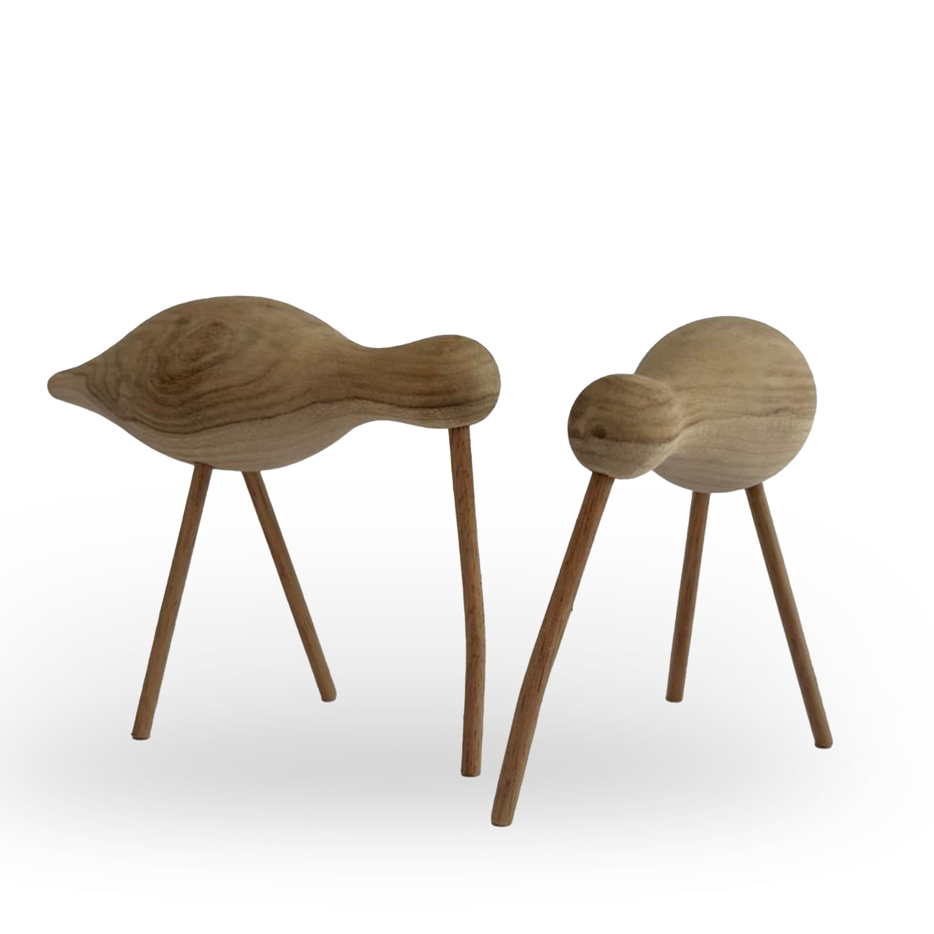 Escultura set de aves en madera