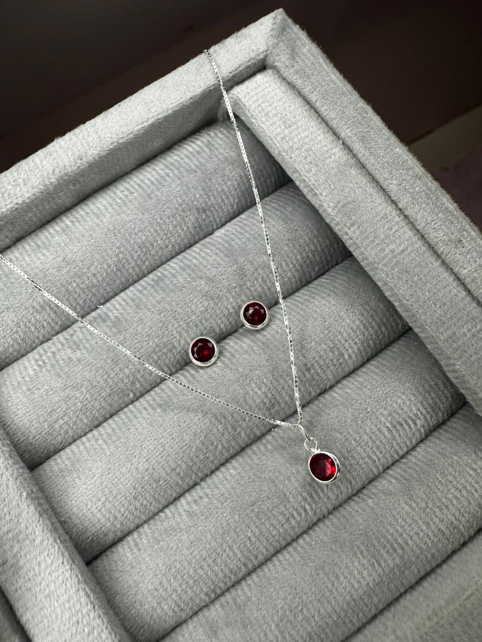 Conjunto Ponto Luz Cravação Inglesa Vermelha