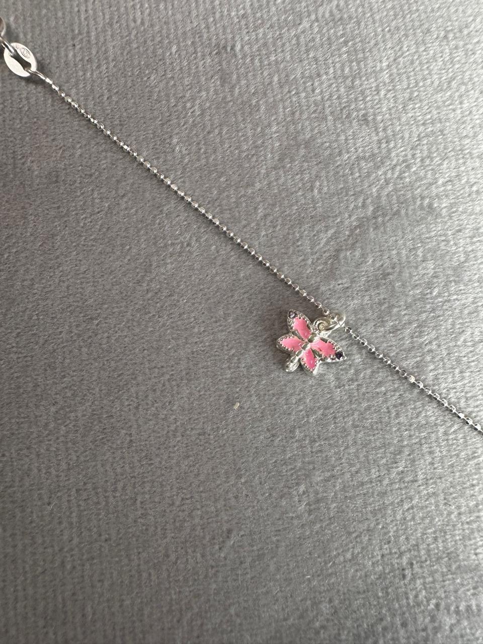 Pulseira Infantil Esferas com Borboleta Rosa