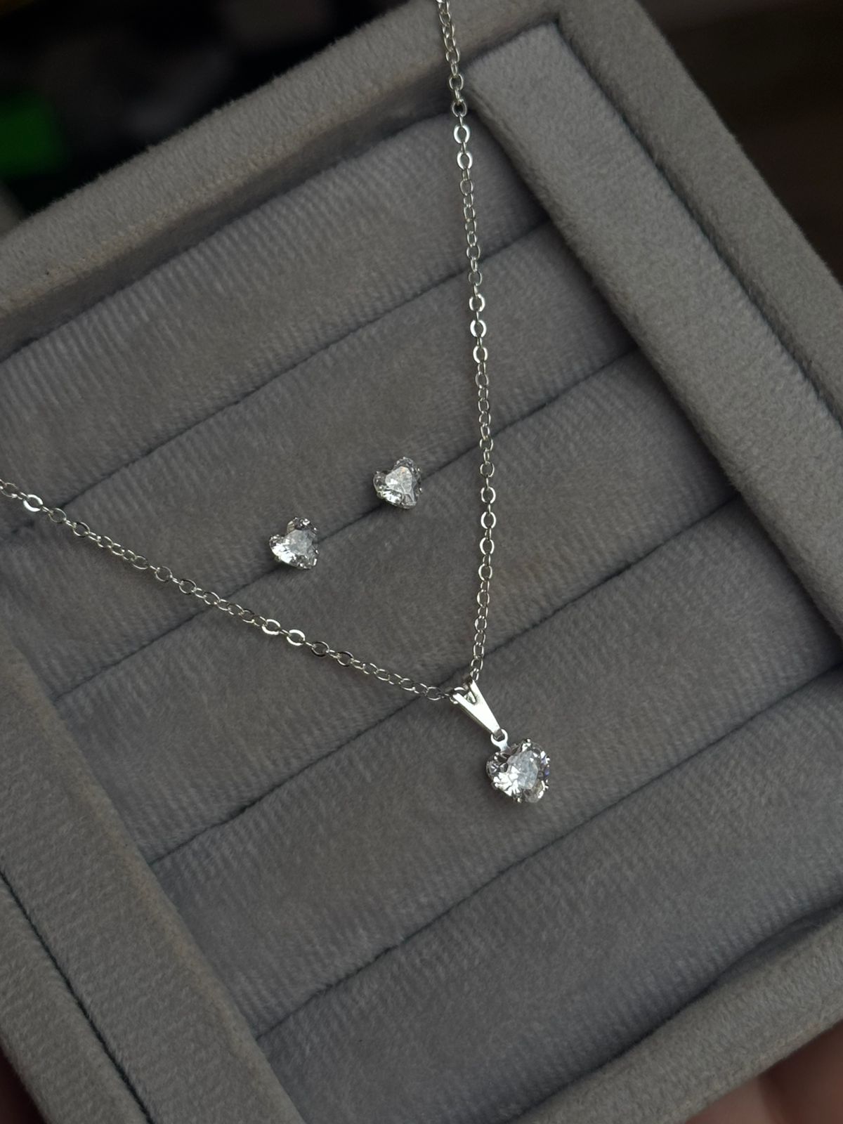 Conjunto Ponto Luz Coração Cristal