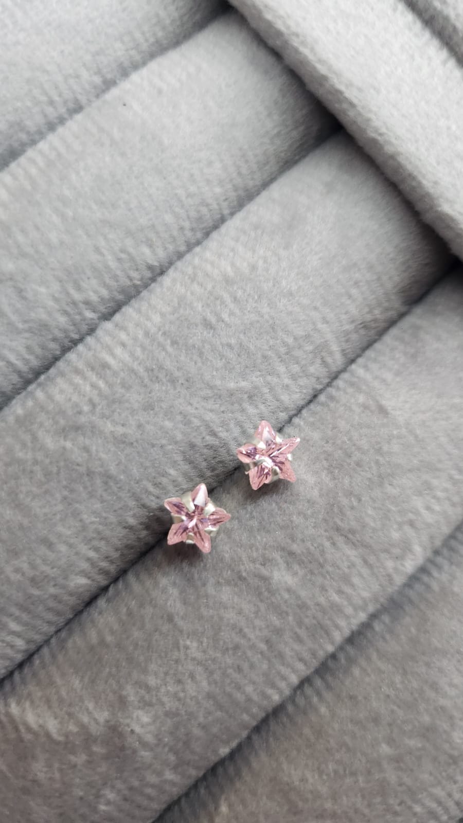 Brinco Ponto Luz Estrela 6mm Rosa