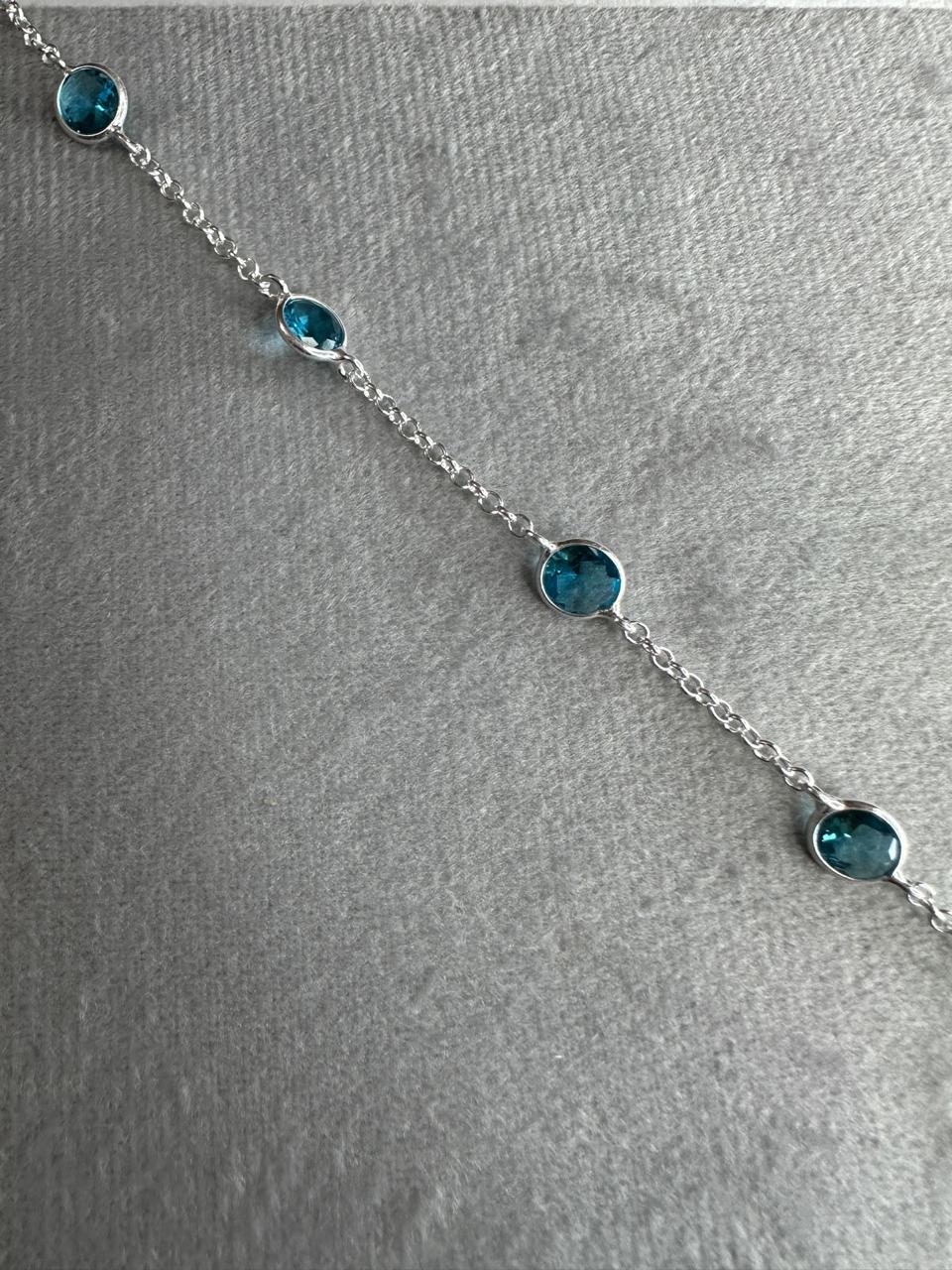 Pulseira Elo Português com Zircônia Azul