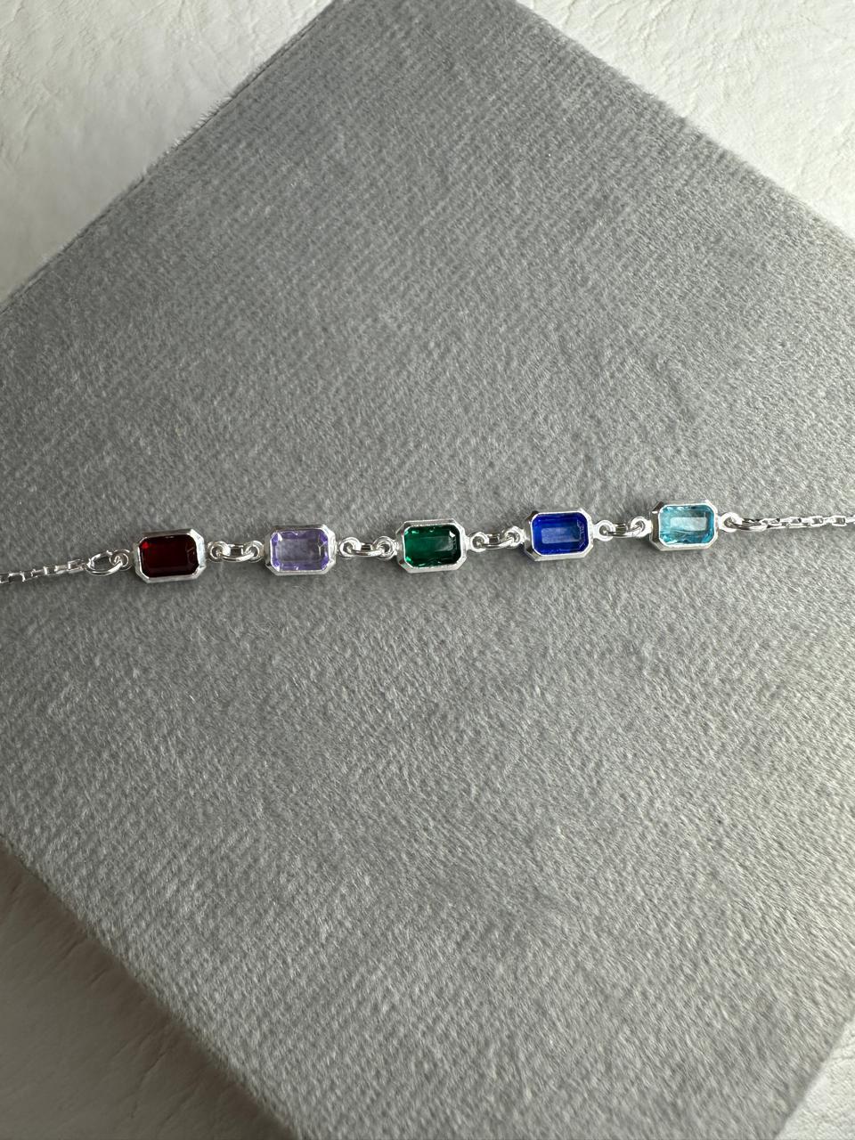 Pulseira com Retângulos Coloridos em Zircônia