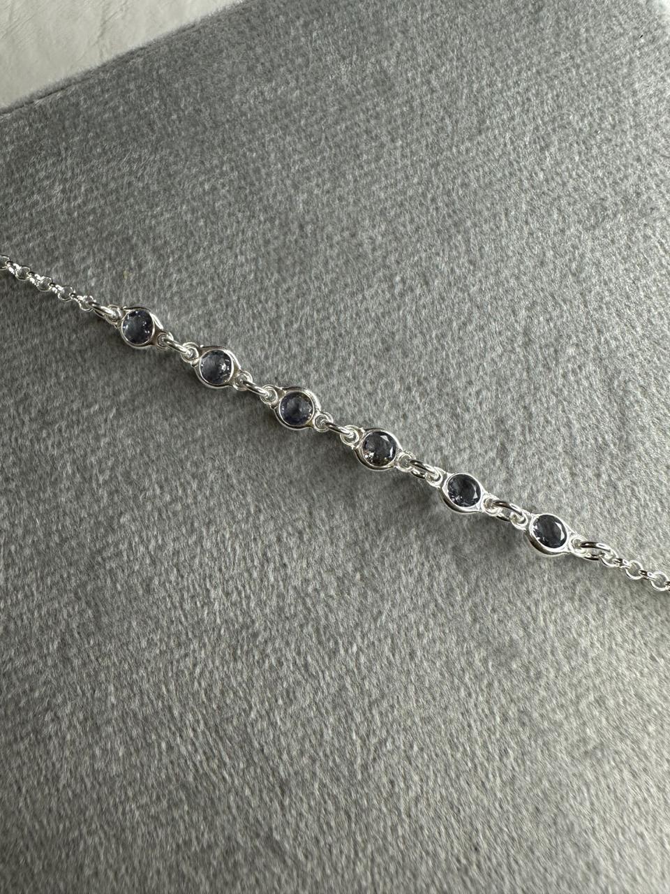 Pulseira Elo Português com Zircônia Lilás