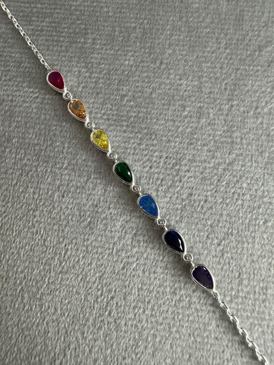 Tornozeleira Zircônia Em Gotas Coloridas