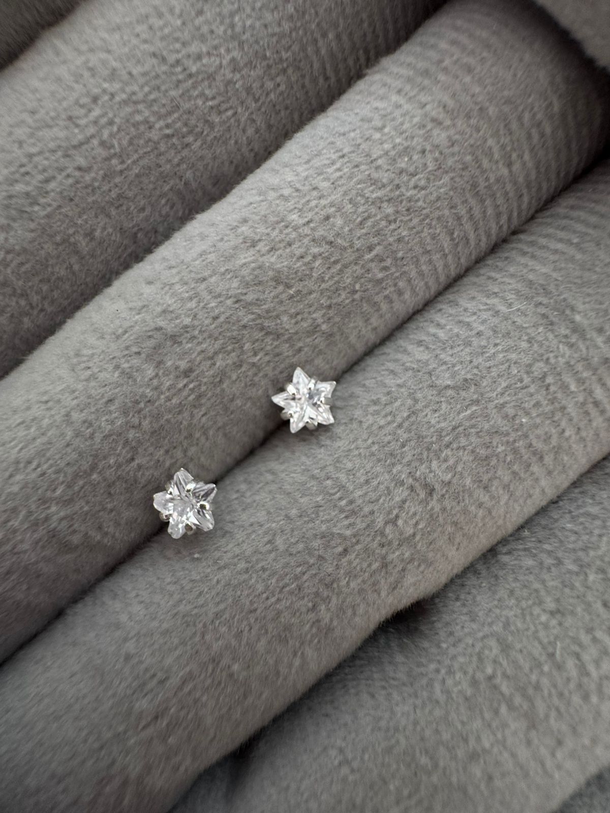 Par De Brincos De Prata 925 Estrela 5X5Mm Com Tarraxa Baby