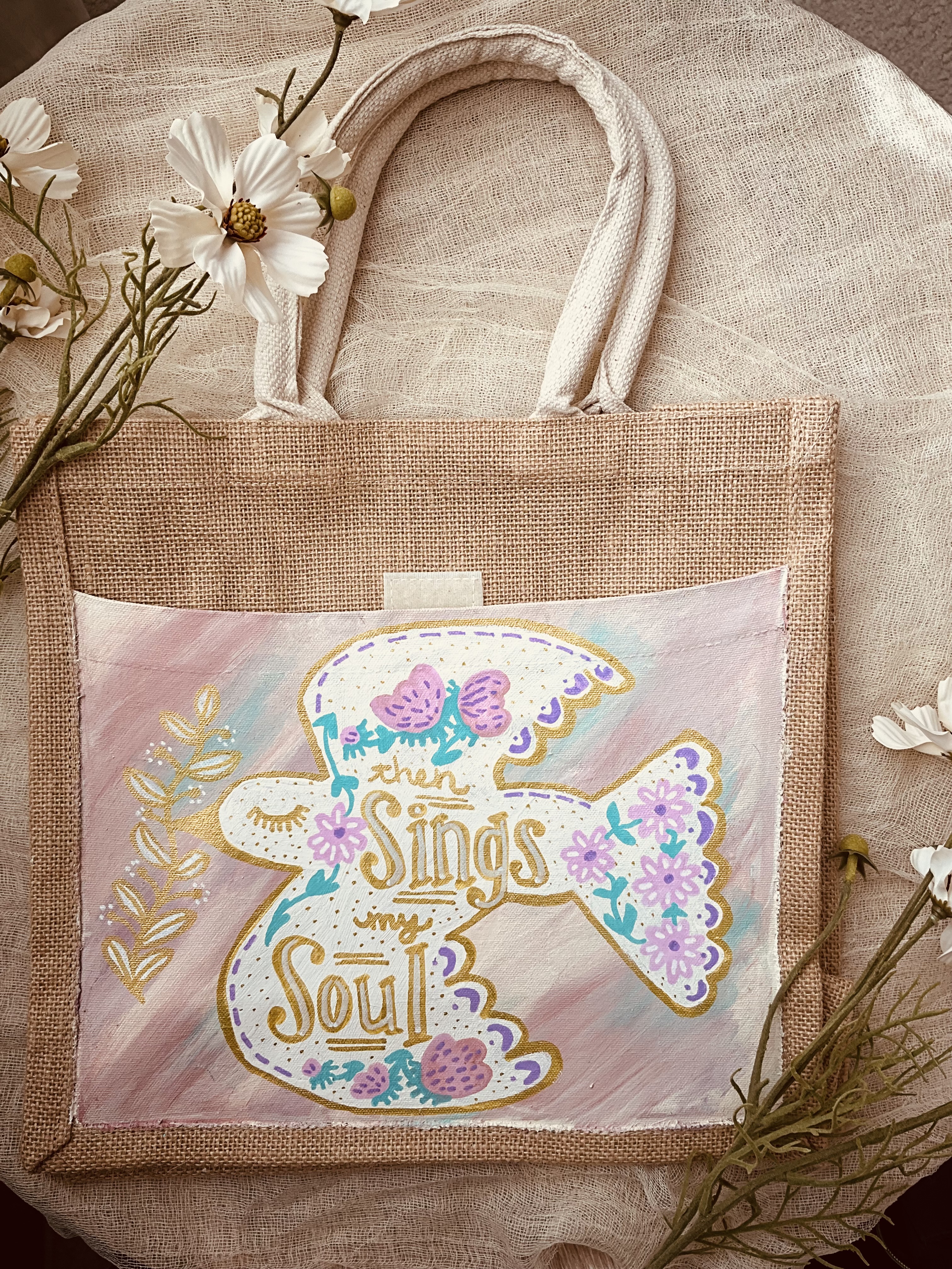 Burlap Bible Tote Bag