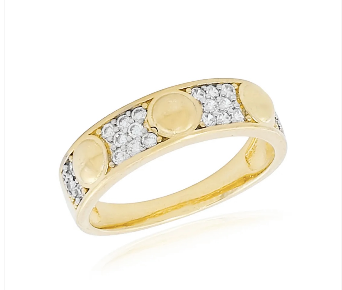 Anel dourado com Zircônia 