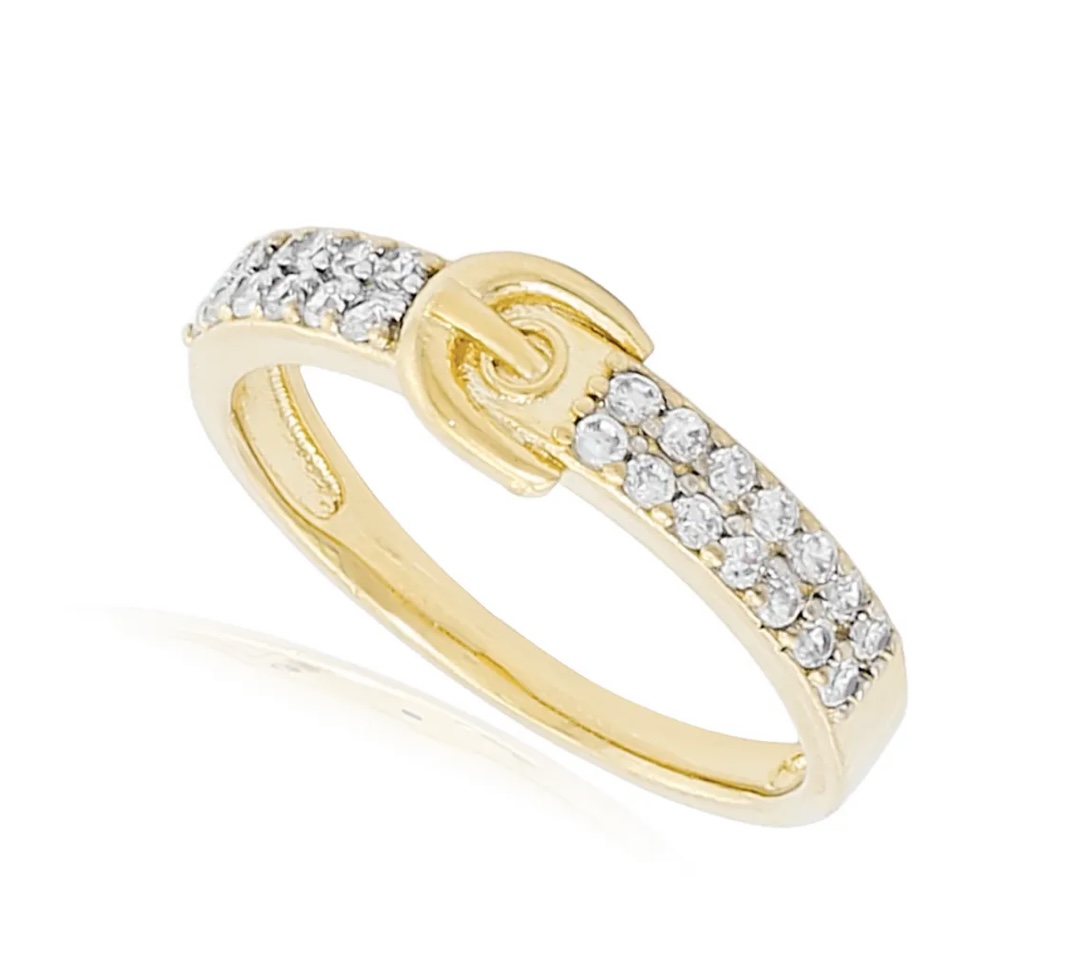Anel de Ouro com Detalhe de Diamantes