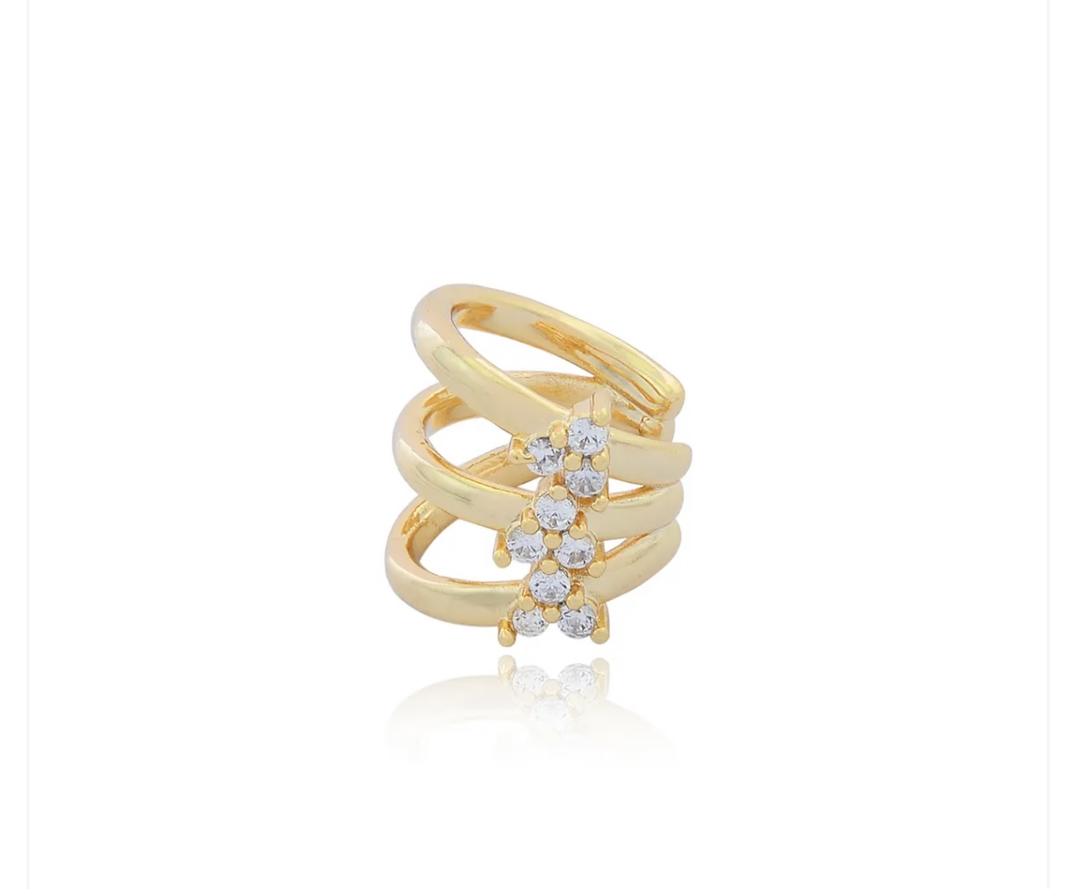 Ear Cuff Dourado com Cristais