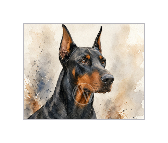 Doberman Watercolor Art Print