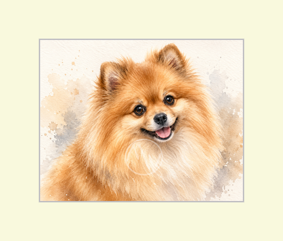Pomeranian Dog Watercolor Print