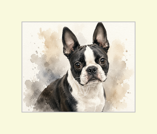 Boston Terrier Watercolor Print