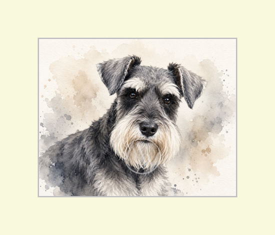 Schnauzer Dog Watercolor Print