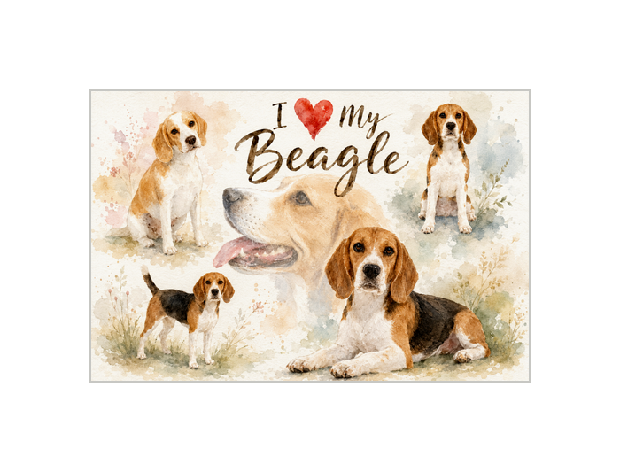 I Love My Beagle Art Print