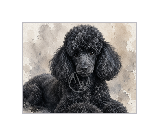 Black Poodle Watercolor Print