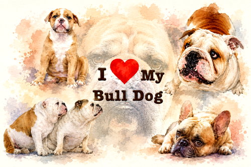 Bulldog Lovers Art Print